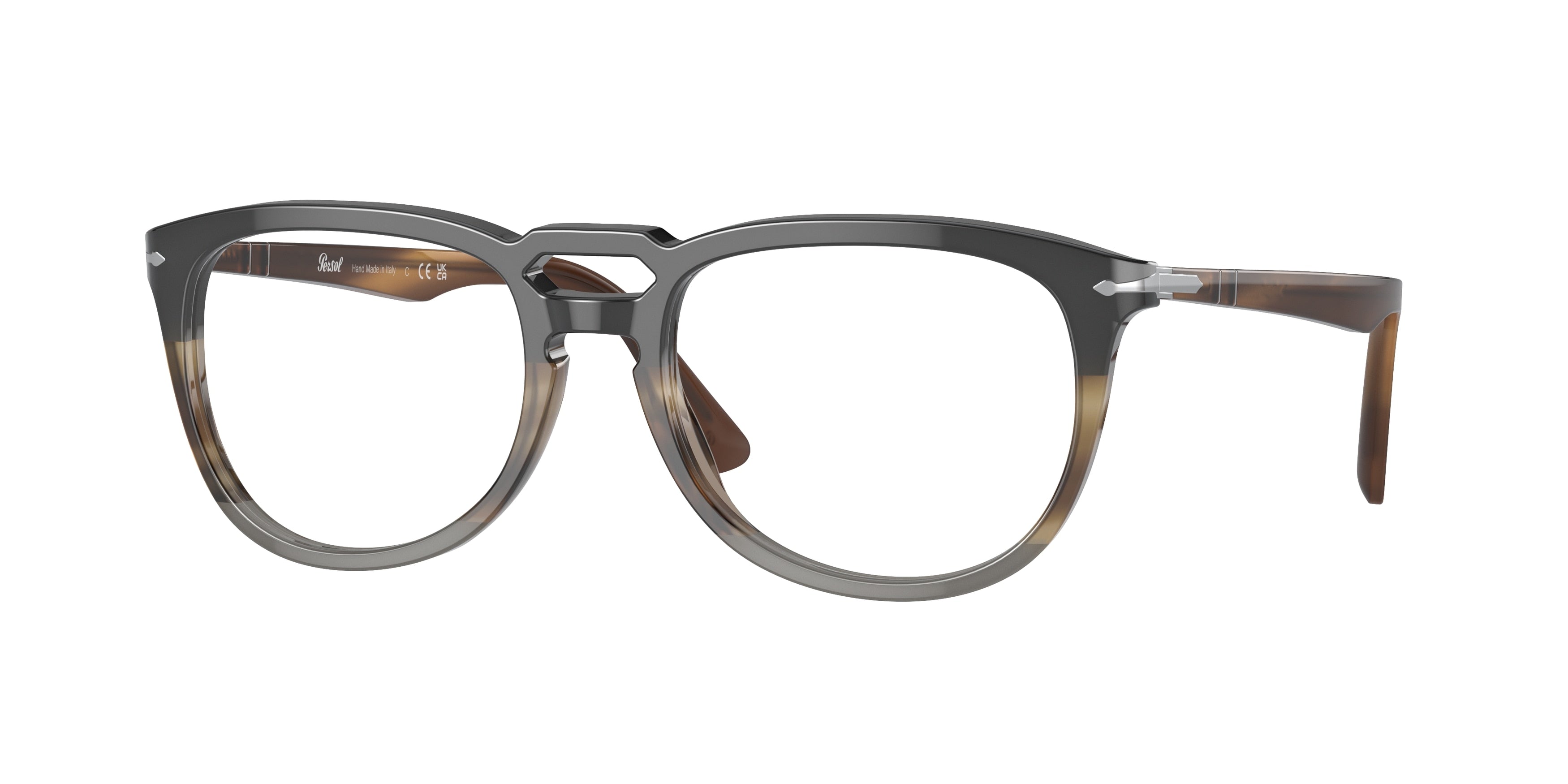 Persol PO3278V Pillow Eyeglasses  1135-Black/Striped Brown 53-145-18 - Color Map Black