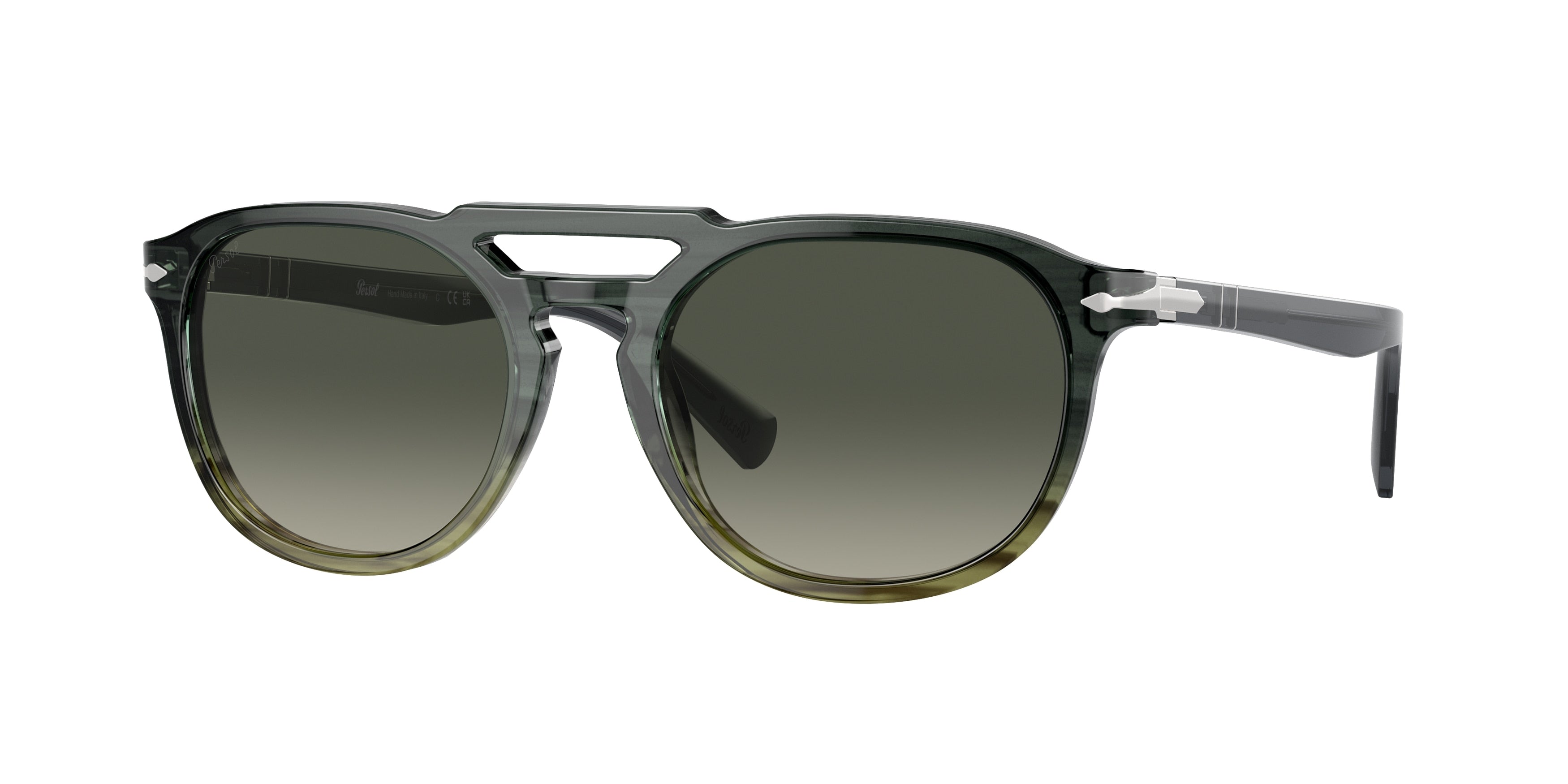 Persol PO3279S Pillow Sunglasses  101271-Grey Gradient Striped Green 52-145-19 - Color Map Grey