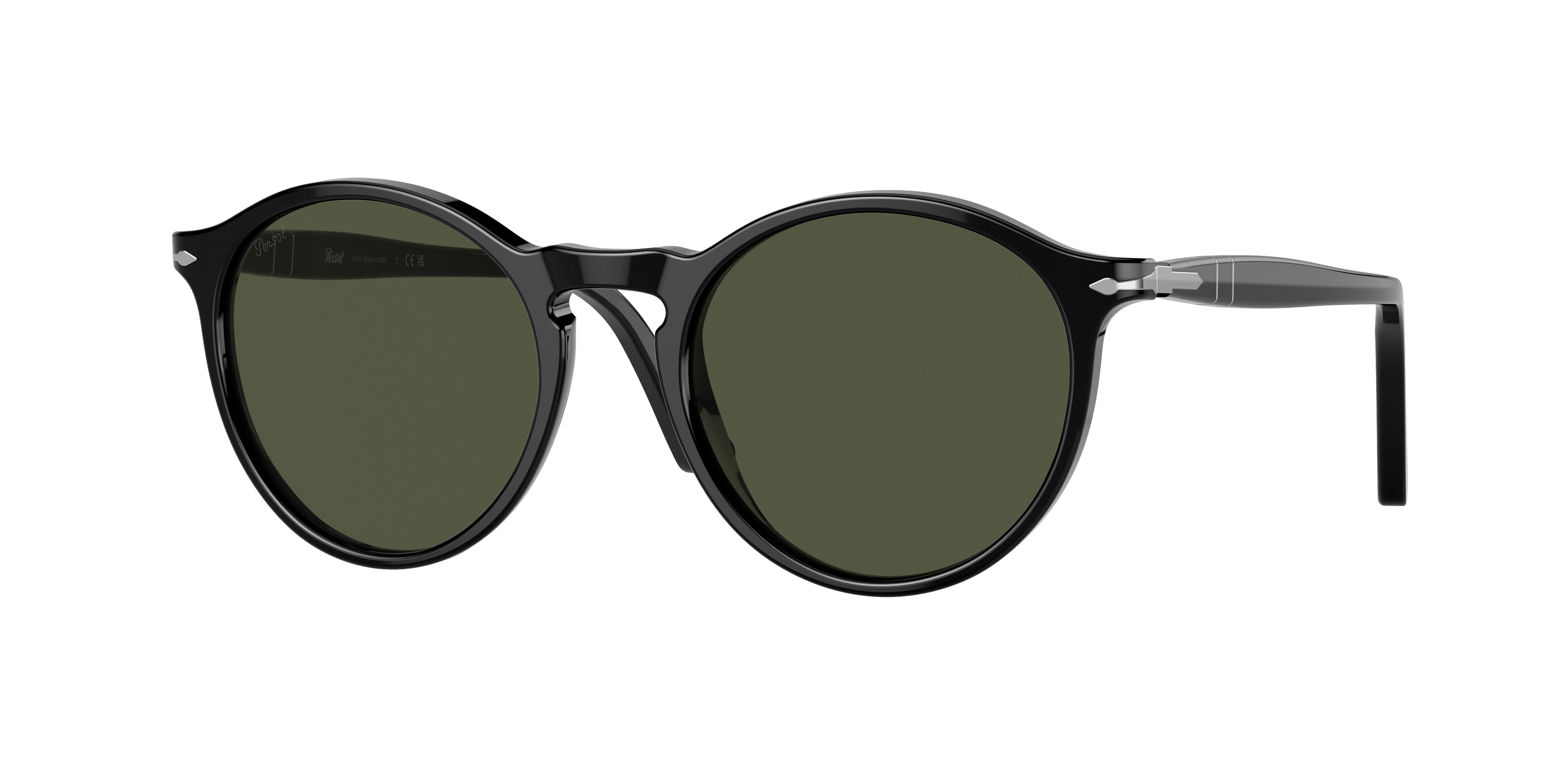 Persol PO3285S Round Sunglasses  95/31-Black 52-140-19 - Color Map Black