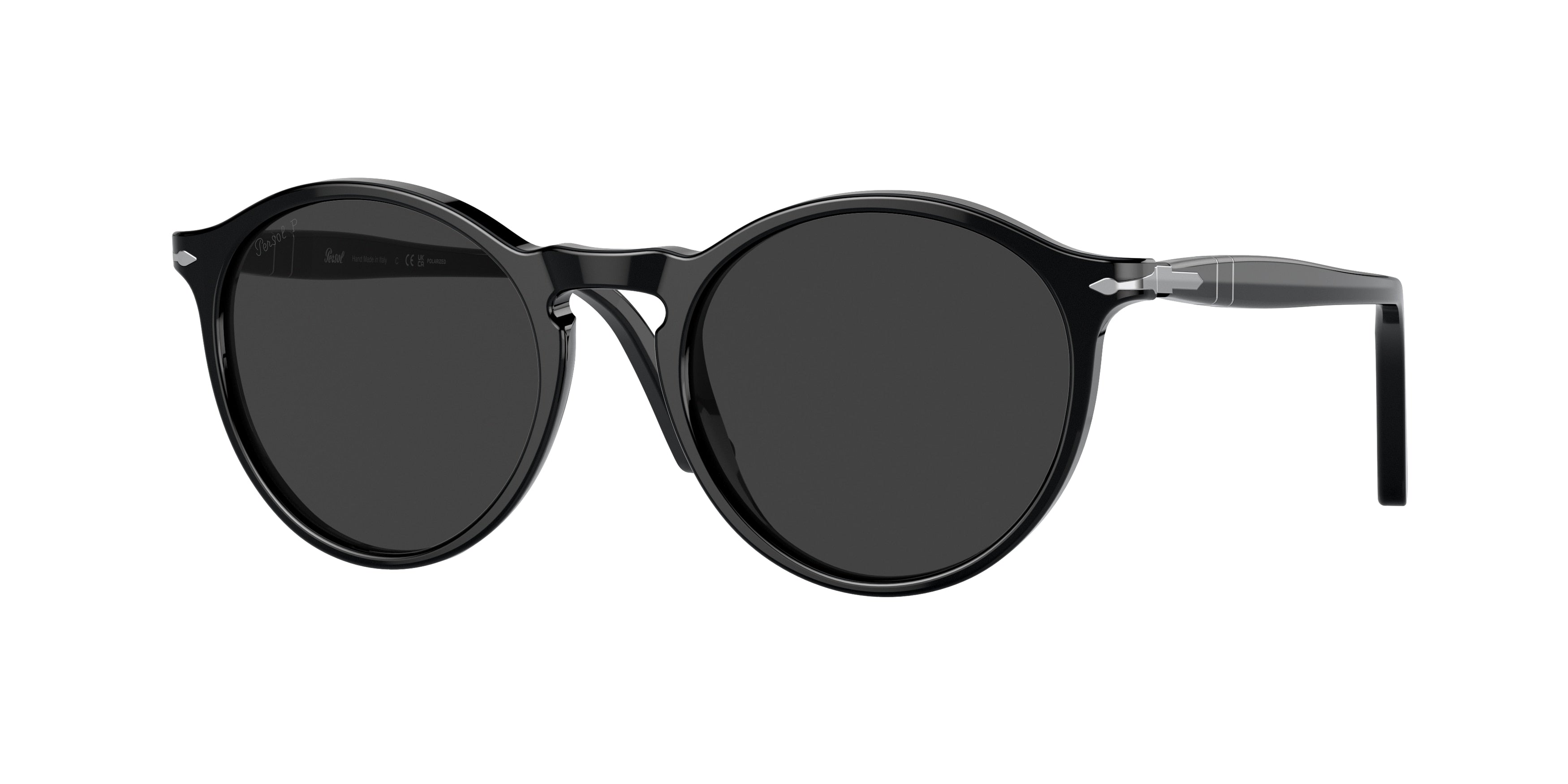 Persol PO3285S Round Sunglasses  95/48-Black 52-140-19 - Color Map Black