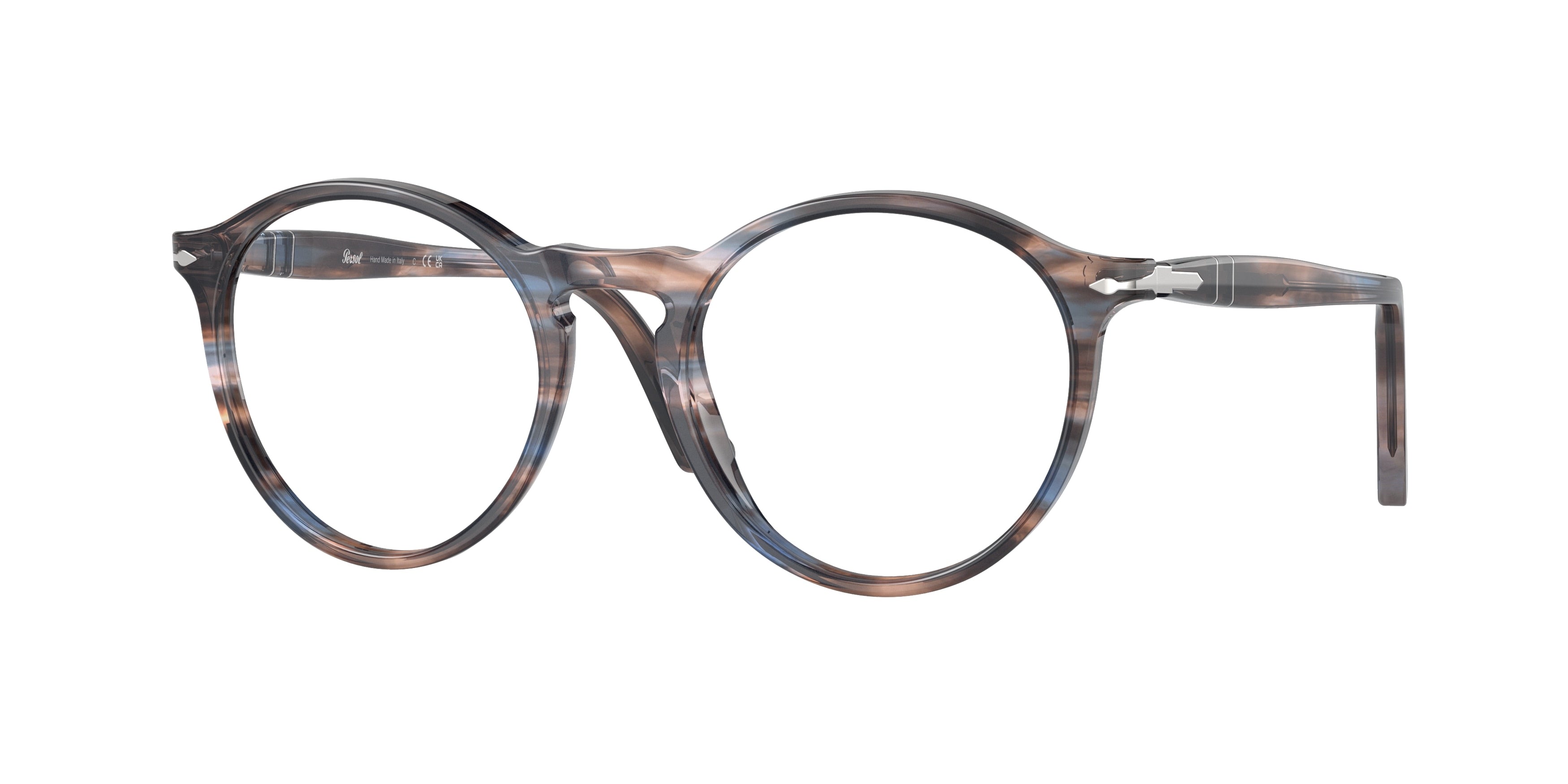 Persol PO3285V Round Eyeglasses  1155-Striped Blue 50-140-19 - Color Map Blue