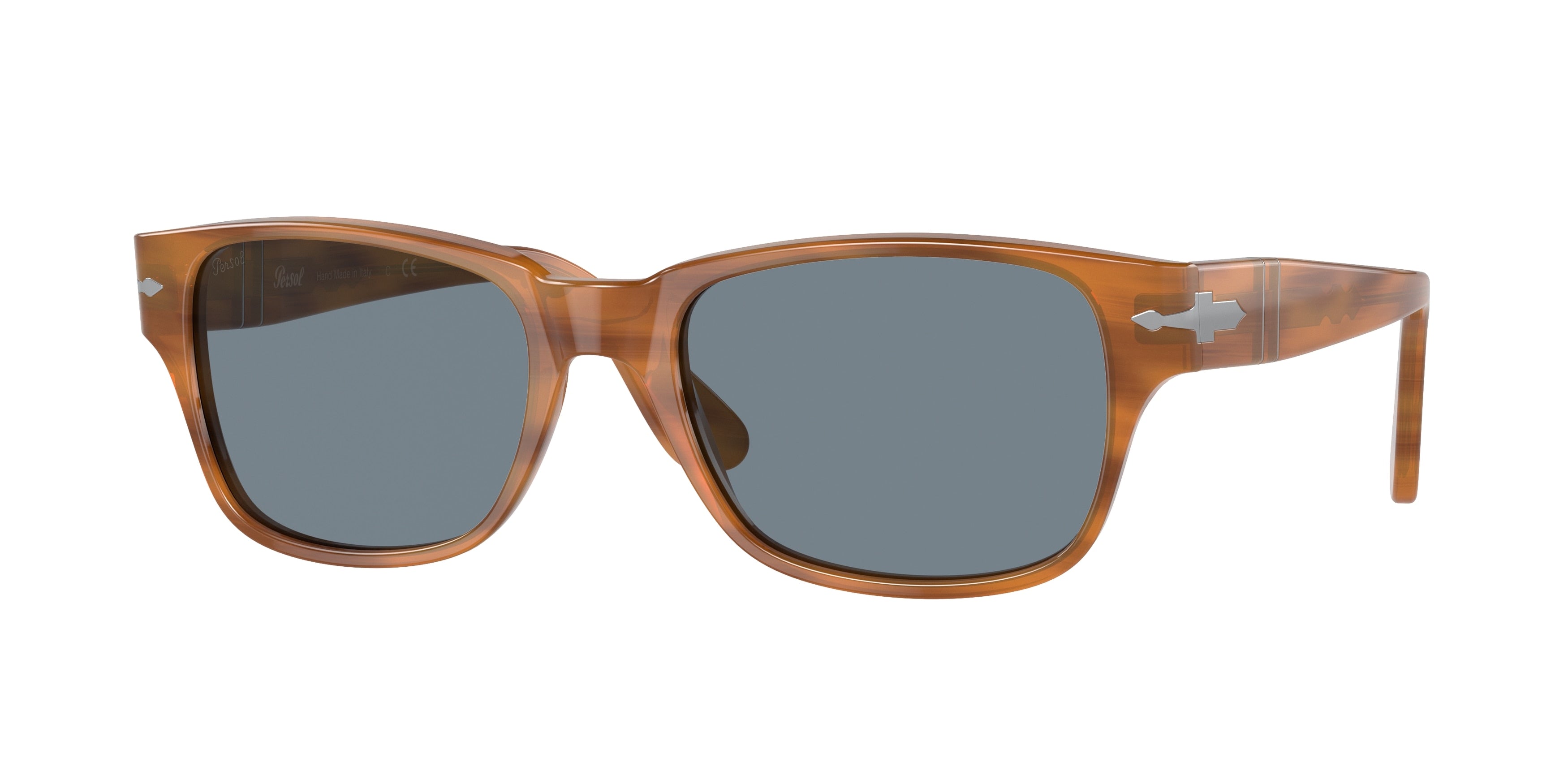 Persol PO3288S Rectangle Sunglasses  960/56-Striped Brown 55-145-19 - Color Map Tortoise