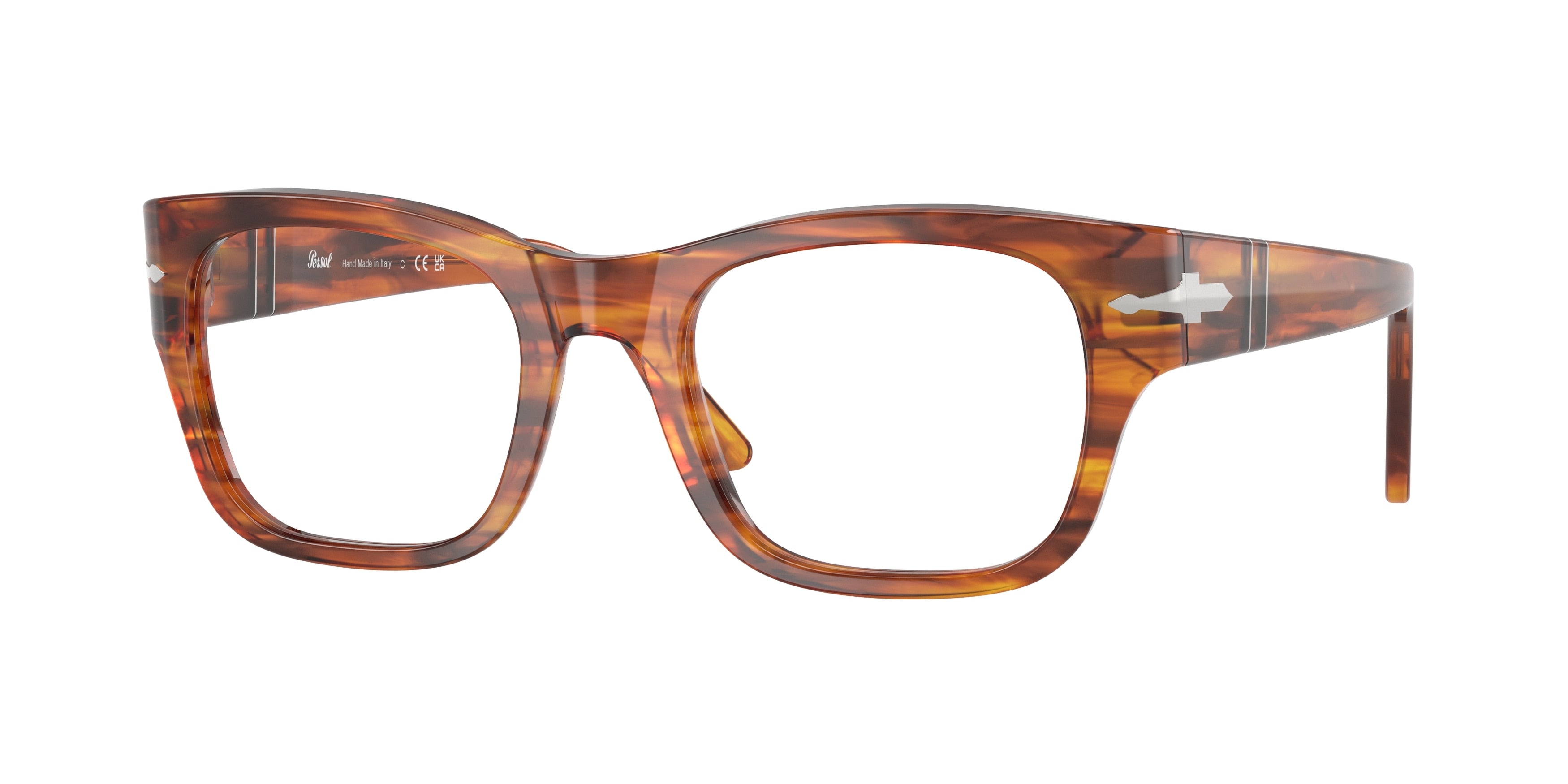 Persol PO3297V Rectangle Eyeglasses  1157-Striped Brown 52-145-21 - Color Map Tortoise