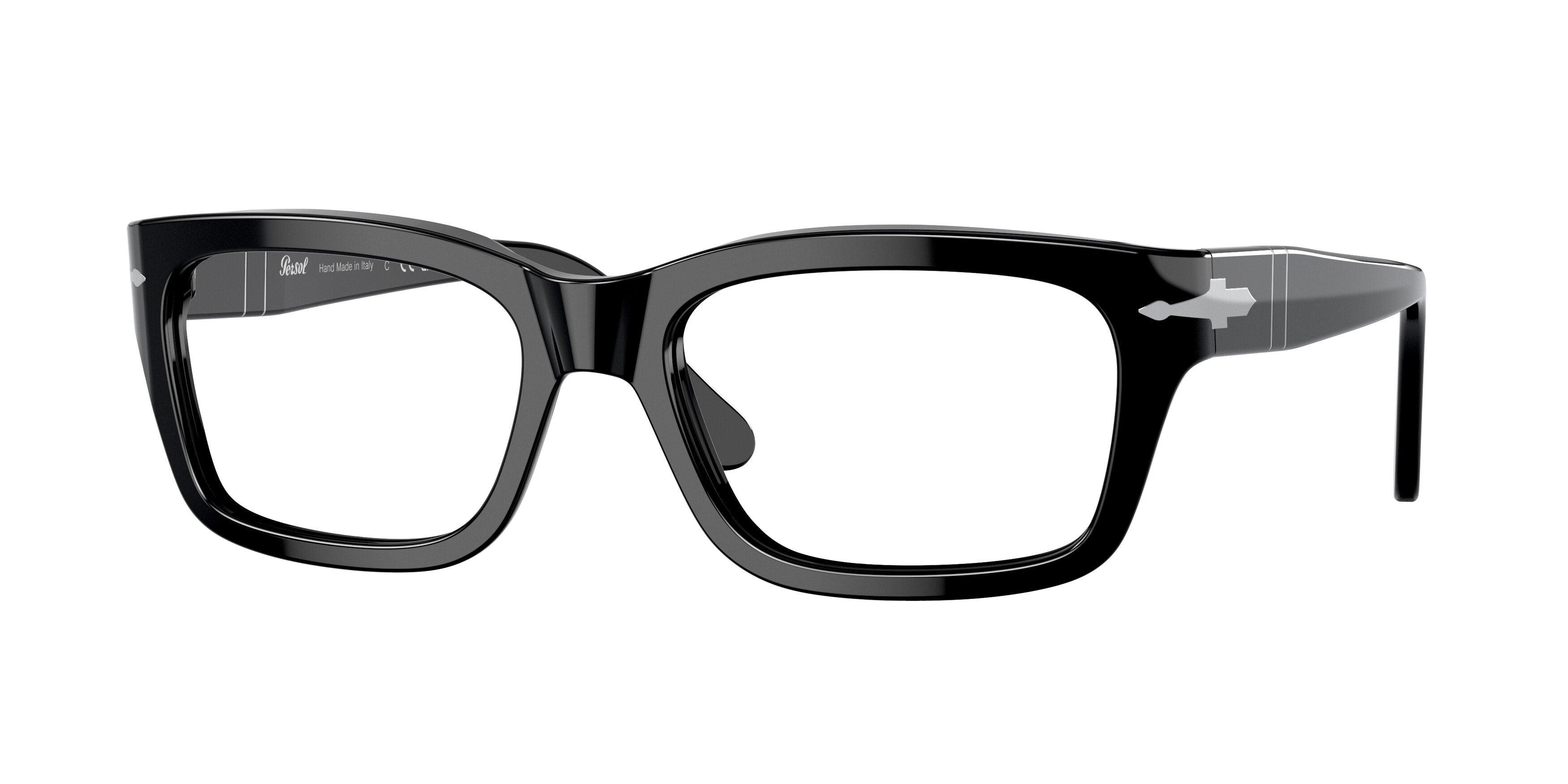 Persol PO3301V Rectangle Eyeglasses  95-Black 57-145-19 - Color Map Black