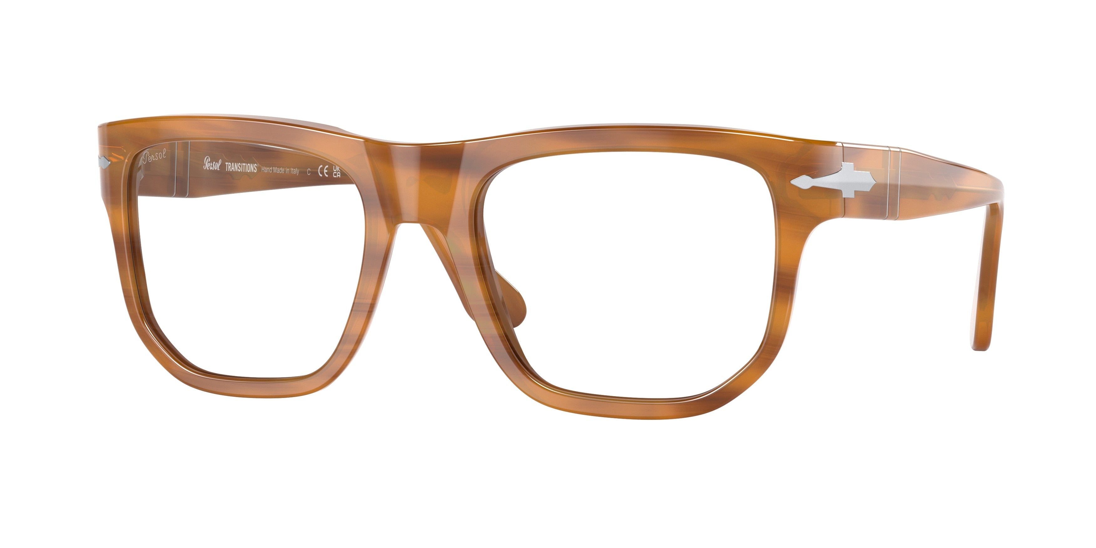 Persol PO3306S Square Sunglasses  960/GH-Striped Brown 55-145-20 - Color Map Tortoise