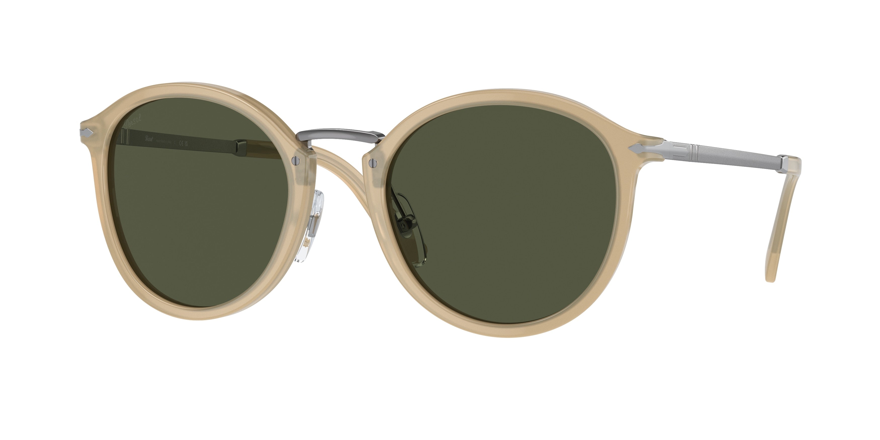 Persol PO3309S Round Sunglasses  116931-Beige Opal 53-145-22 - Color Map Brown