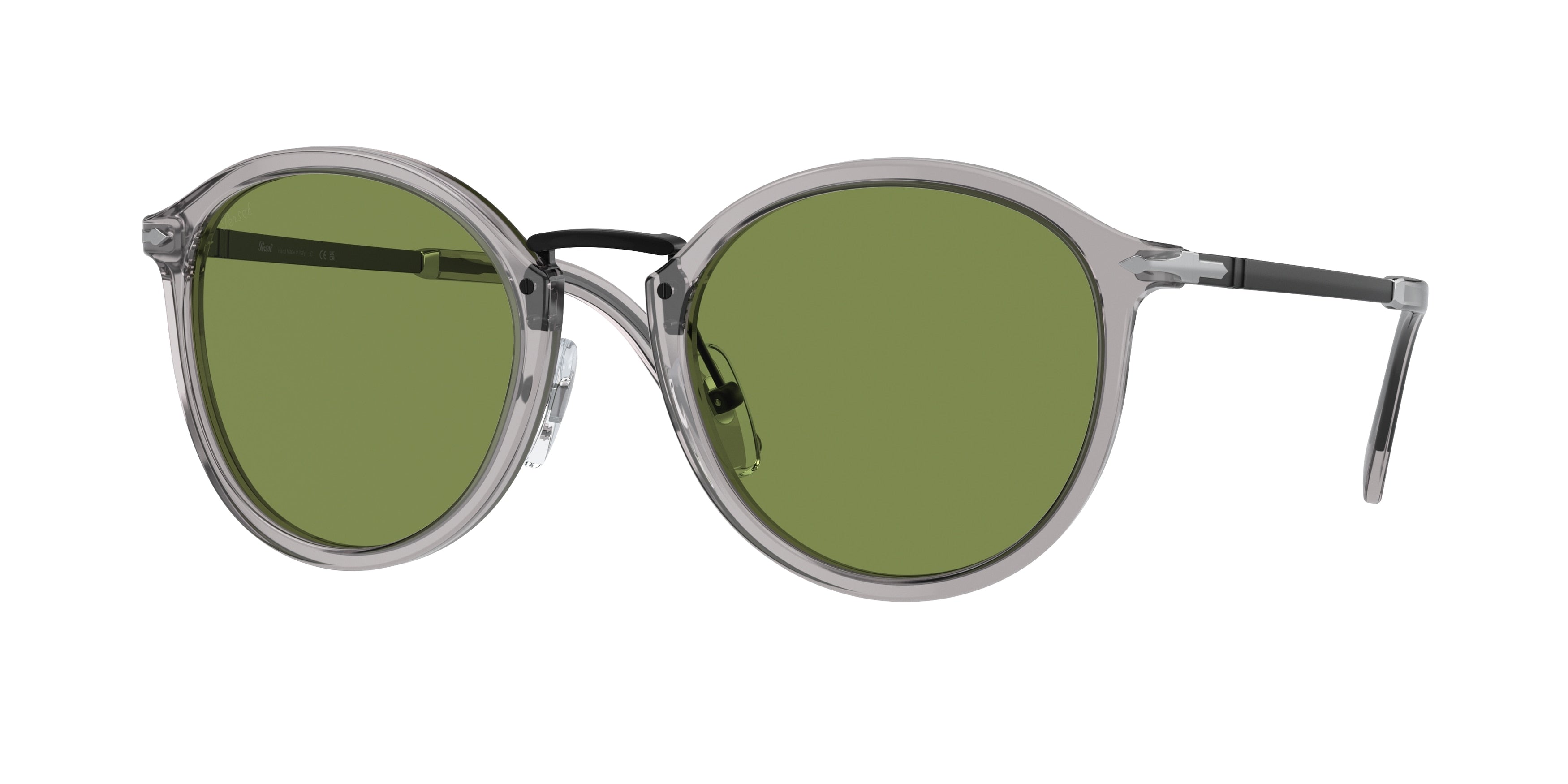 Persol PO3309S Round Sunglasses  309/4E-Transparent Grey 53-145-22 - Color Map Grey