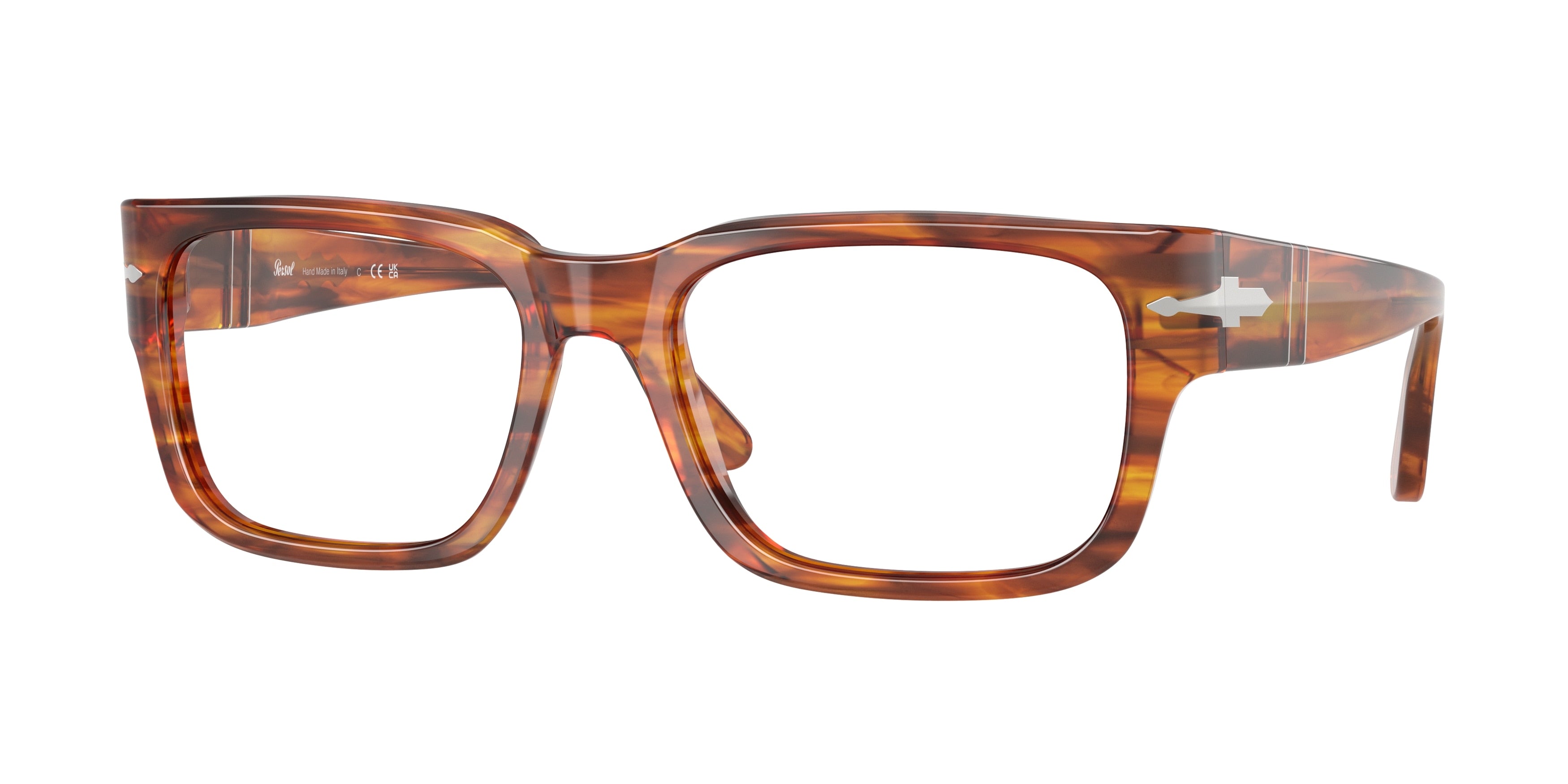 Persol PO3315V Rectangle Eyeglasses  1157-Striped Brown 55-145-19 - Color Map Tortoise
