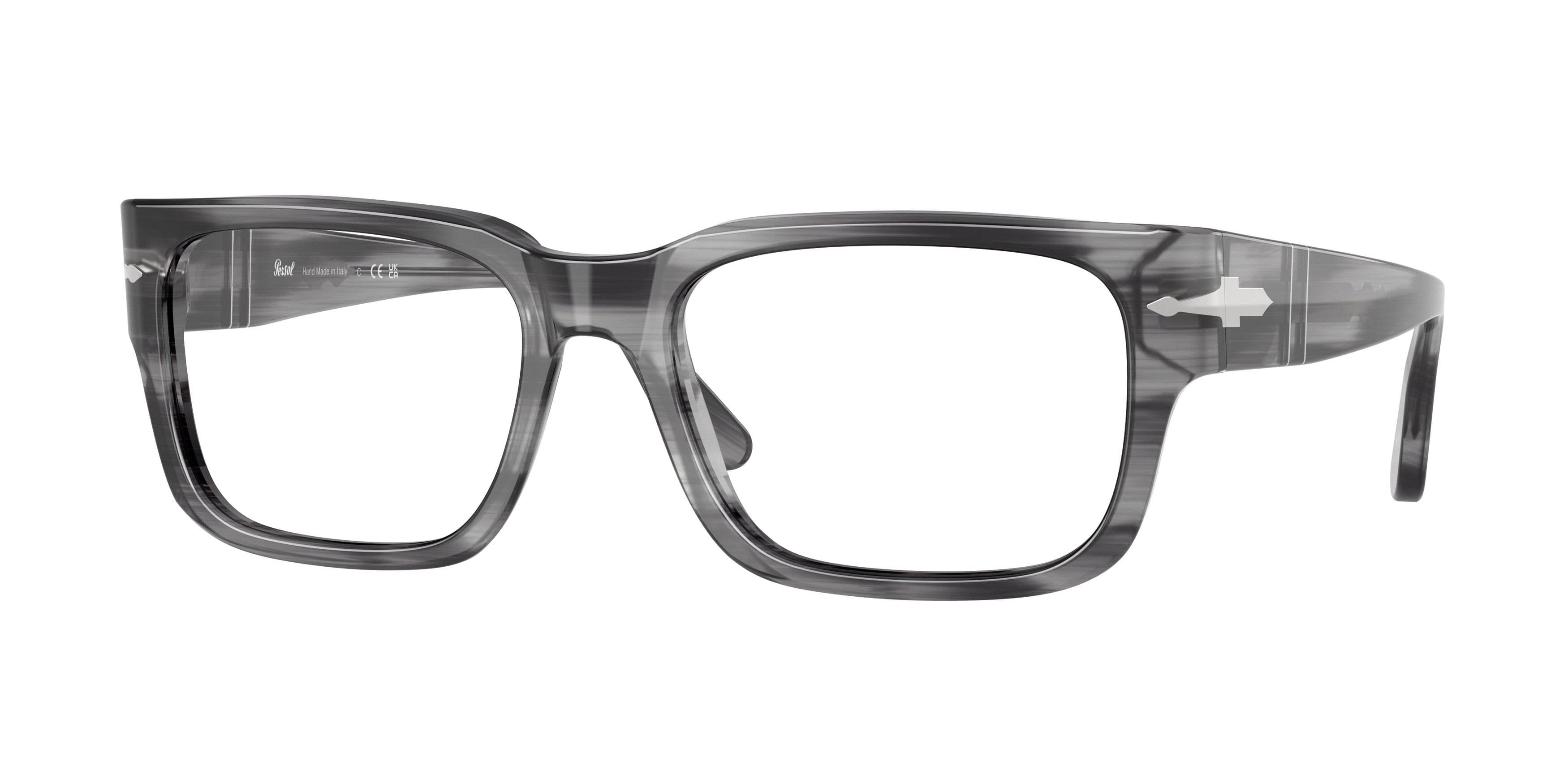 Persol PO3315V Rectangle Eyeglasses  1192-Striped Grey 55-145-19 - Color Map Grey