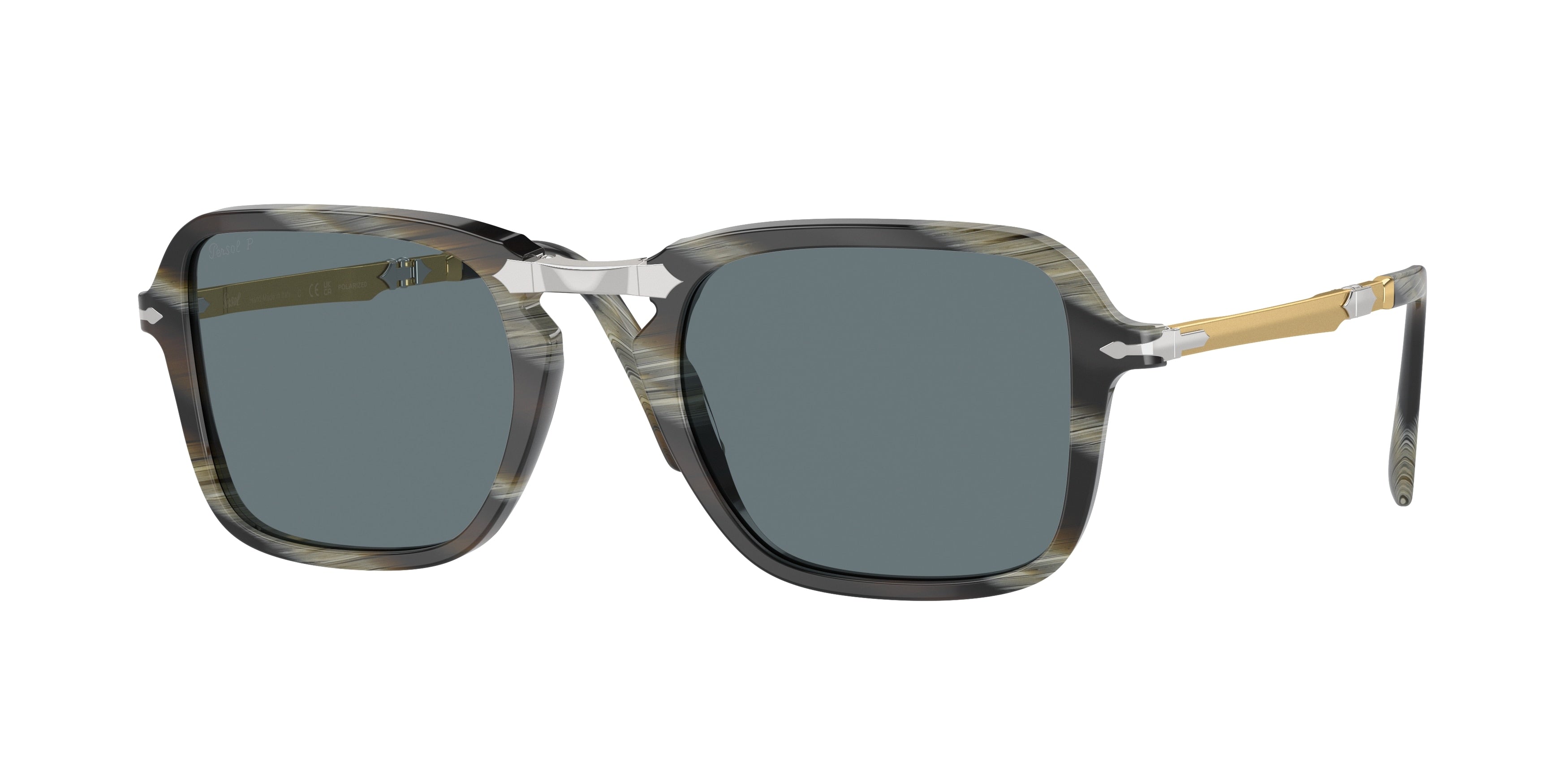 Persol PO3330S Rectangle Sunglasses  12003R-Green Horn 54-145-21 - Color Map Green
