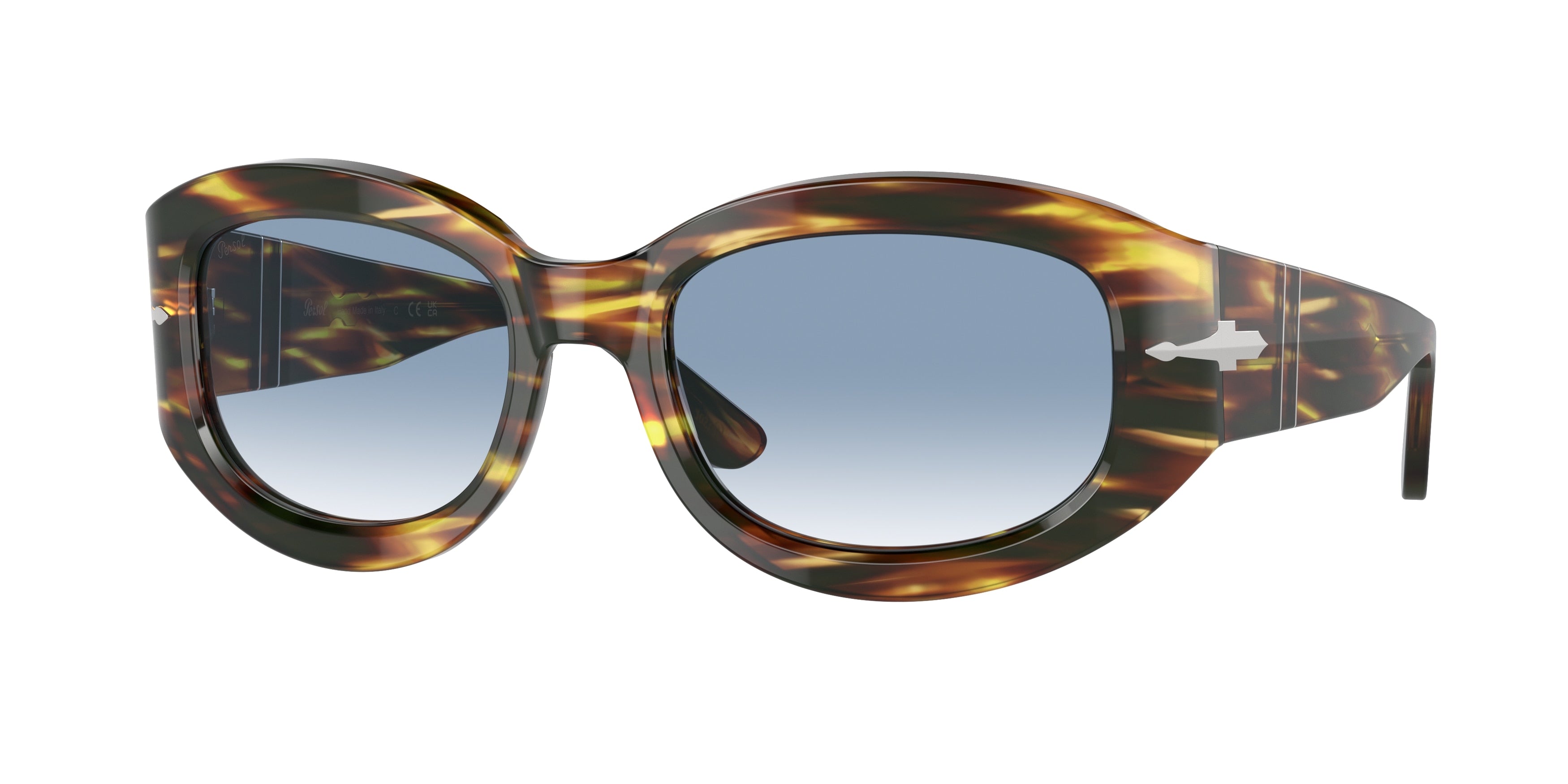 Persol PO3335S Pillow Sunglasses  938/3F-Brown-Yellow Tortoise 56-140-20 - Color Map Tortoise