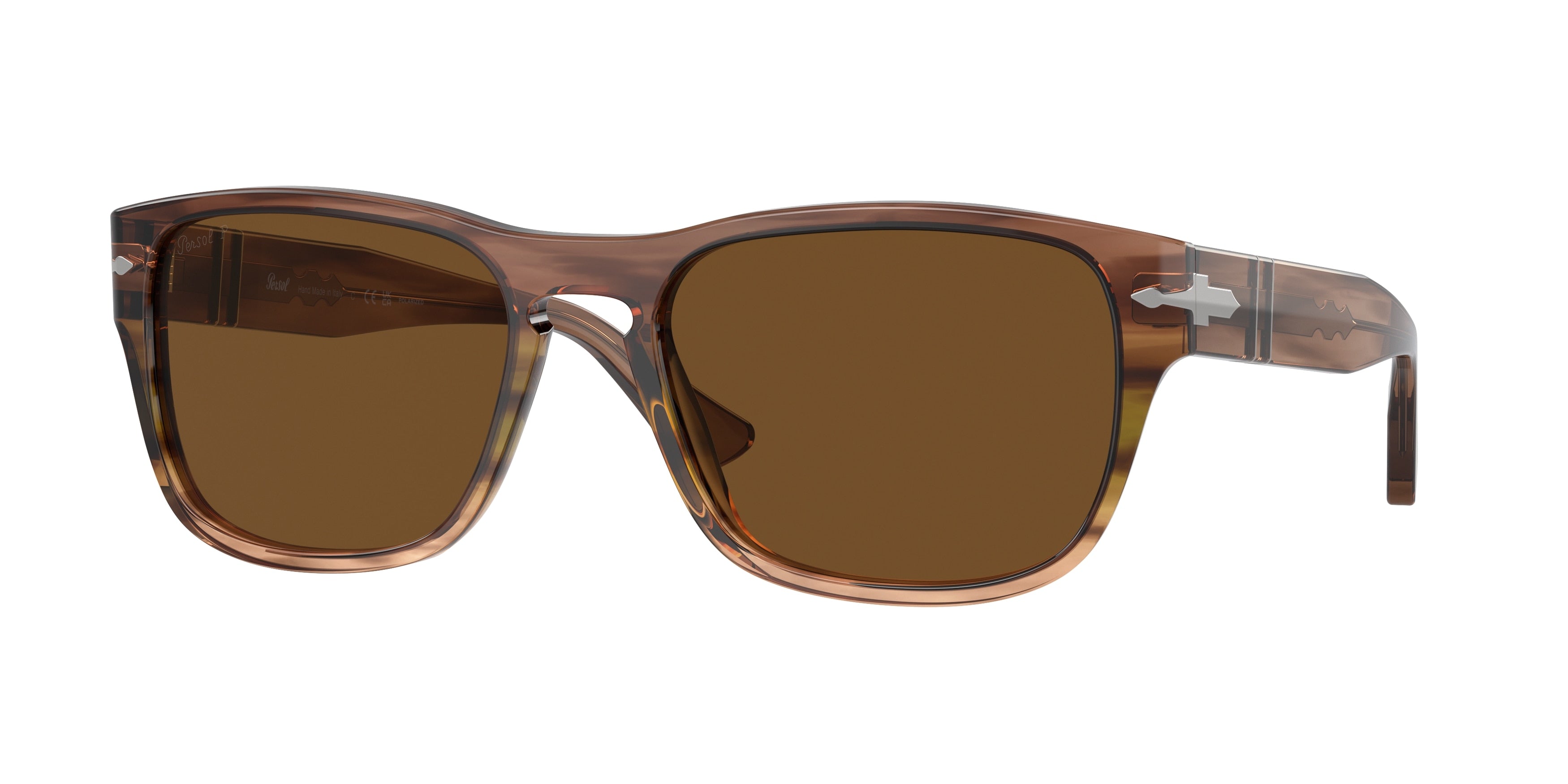 Persol PO3341S Pillow Sunglasses  120757-Striped Brown Gradient Green 58-145-19 - Color Map Brown