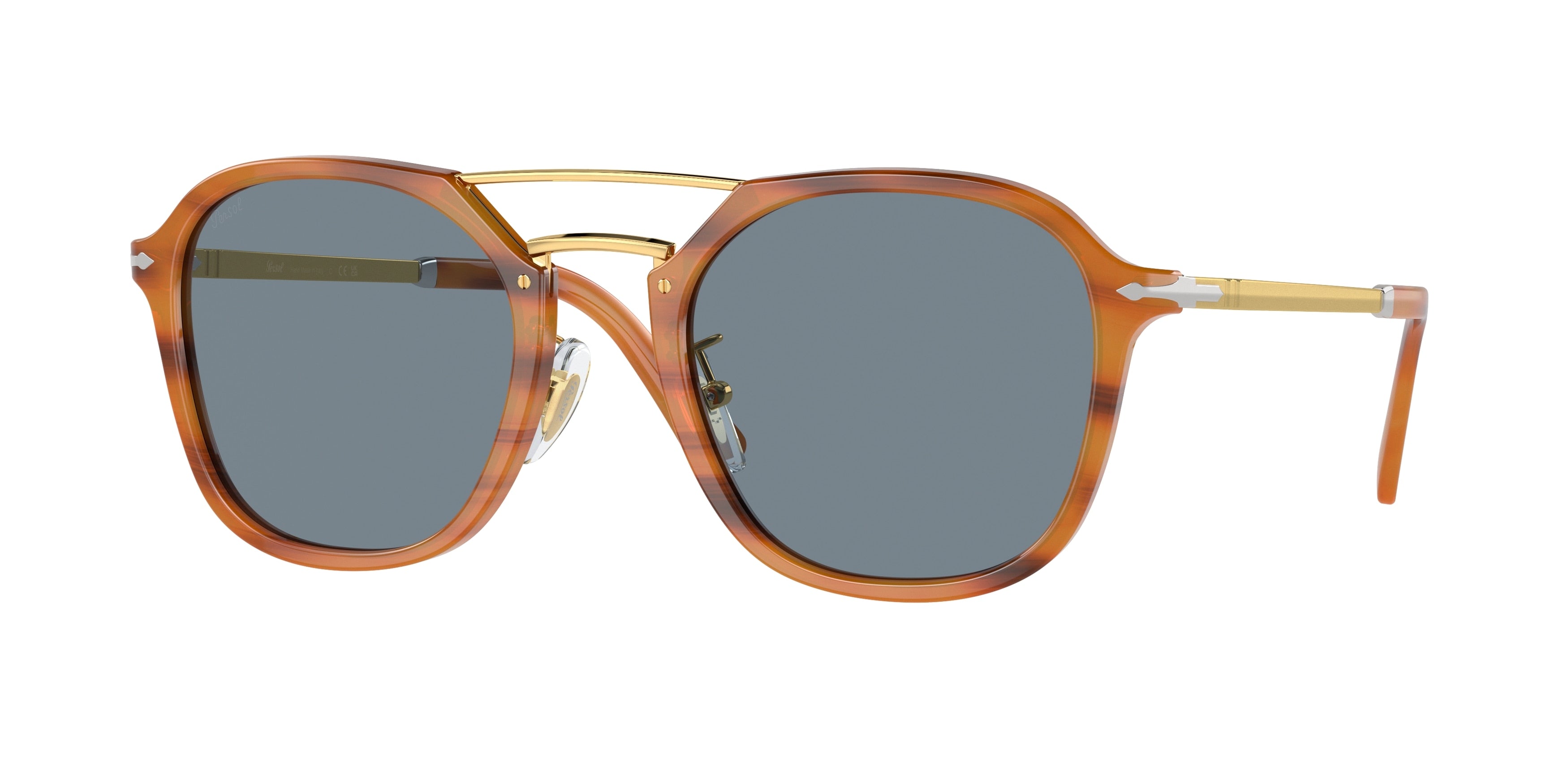 Persol PO3352S Square Sunglasses  960/56-Striped Brown 55-145-22 - Color Map Tortoise