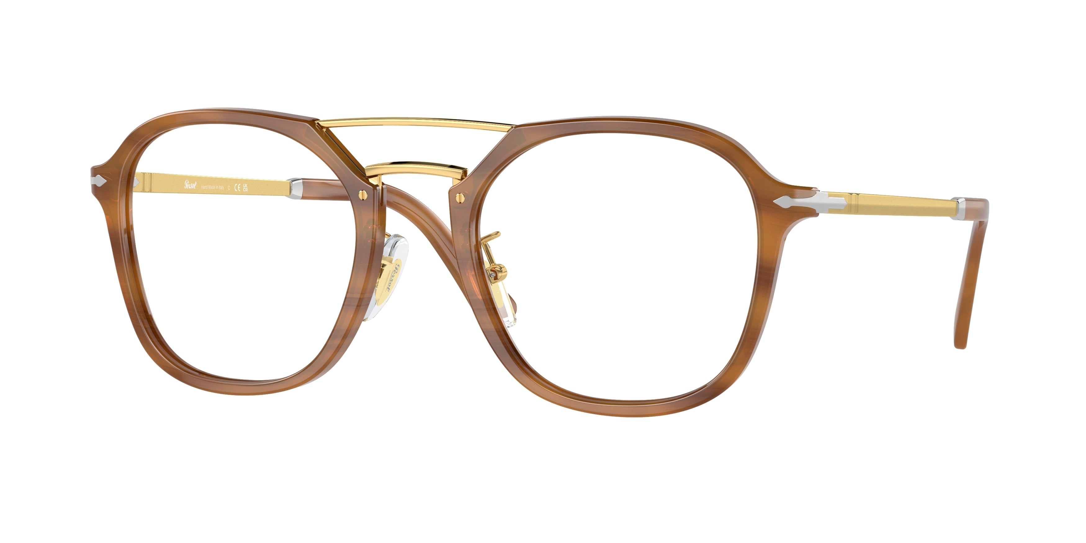 Persol PO3352V Square Eyeglasses  960-Striped Brown 53-145-22 - Color Map Tortoise