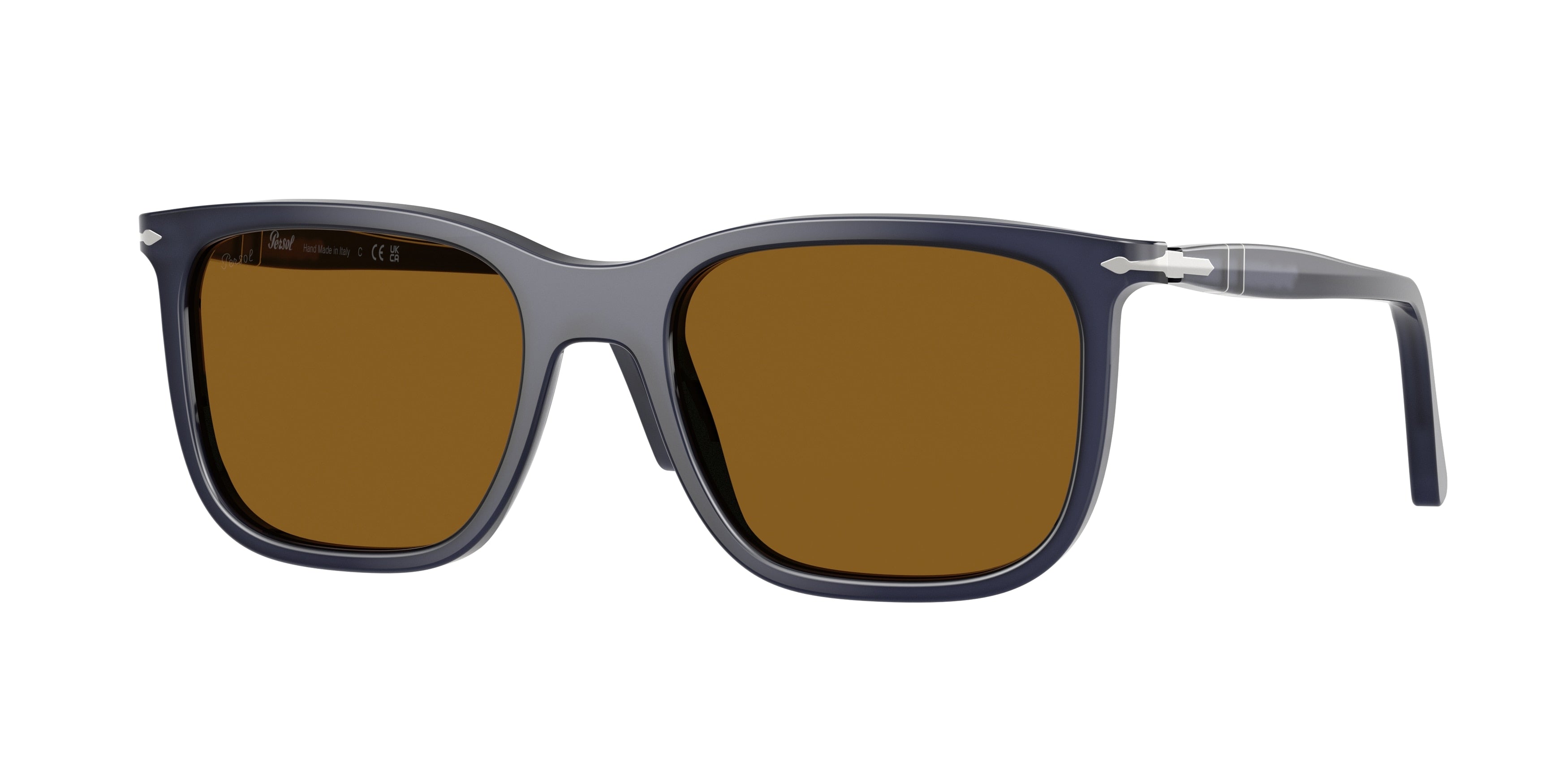 Persol RENZO PO3357S Rectangle Sunglasses  121733-Milky Depths Blue 56-145-19 - Color Map Blue