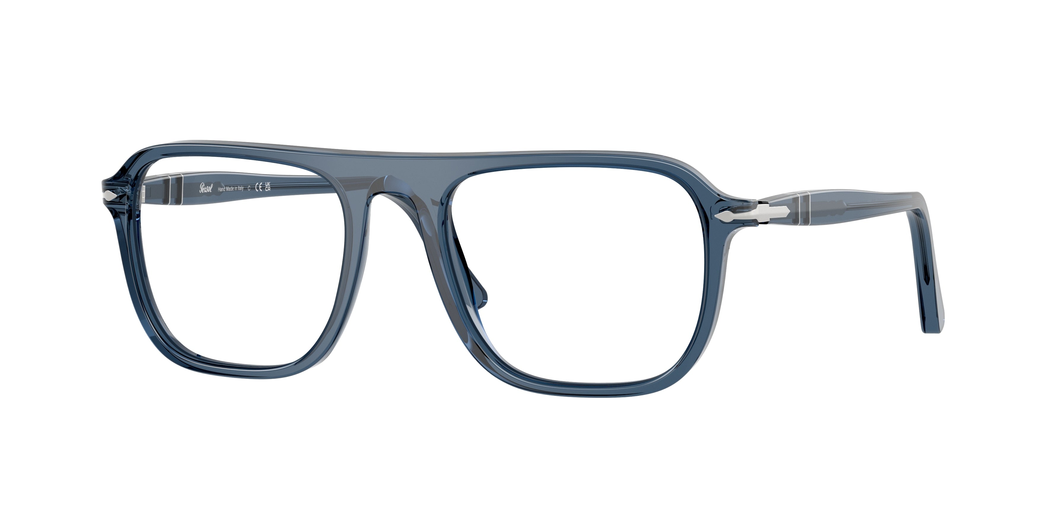 Persol JACQUES PO3359V Square Eyeglasses  1197-Transparent Blue Denim 53-145-19 - Color Map Blue