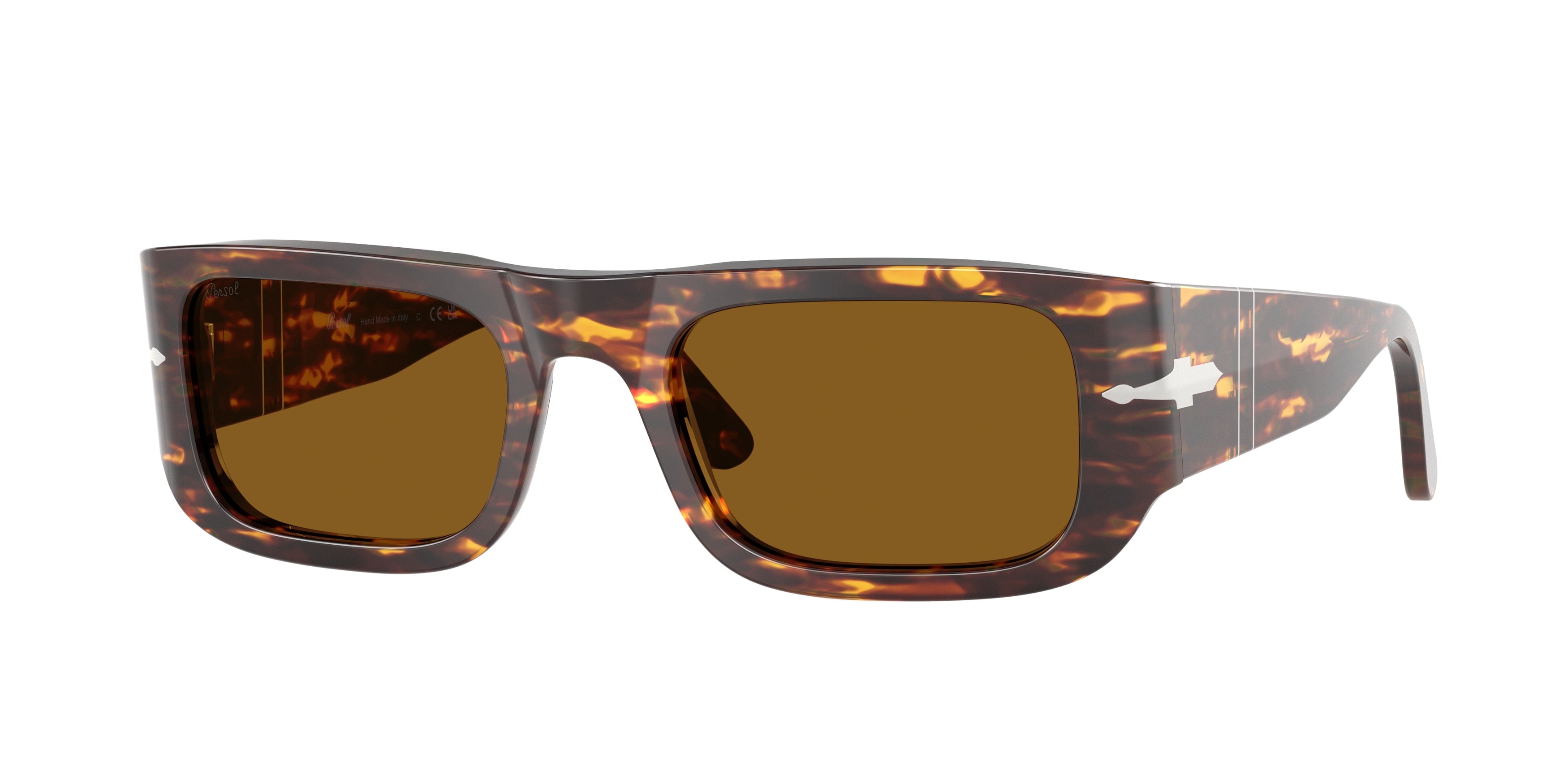 Persol PO3362S Pillow Sunglasses  121533-Brown/Bright Yellow 55-145-21 - Color Map Brown