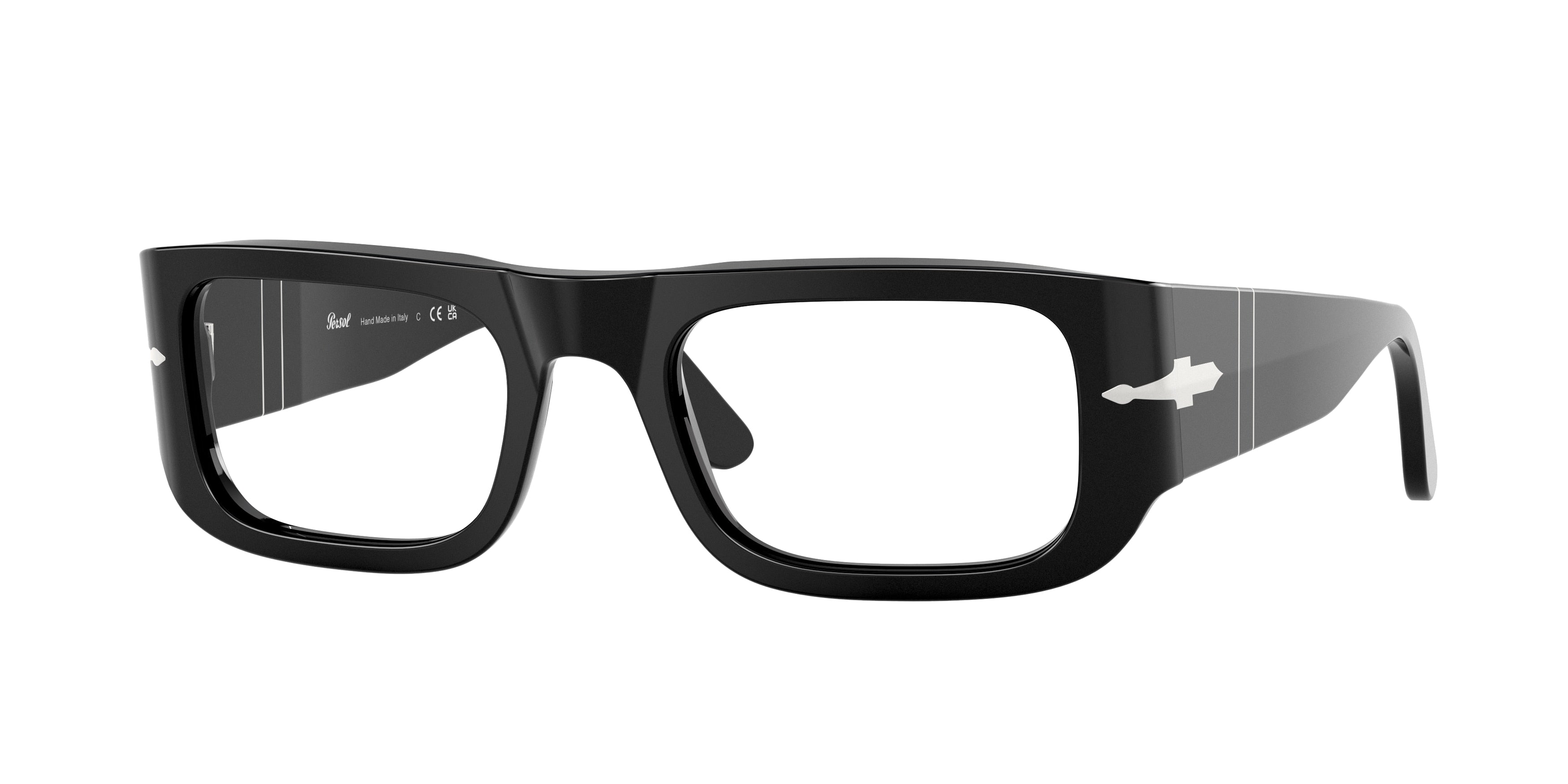 Persol WES PO3362V Pillow Eyeglasses  95-Black 52-145-21 - Color Map Black