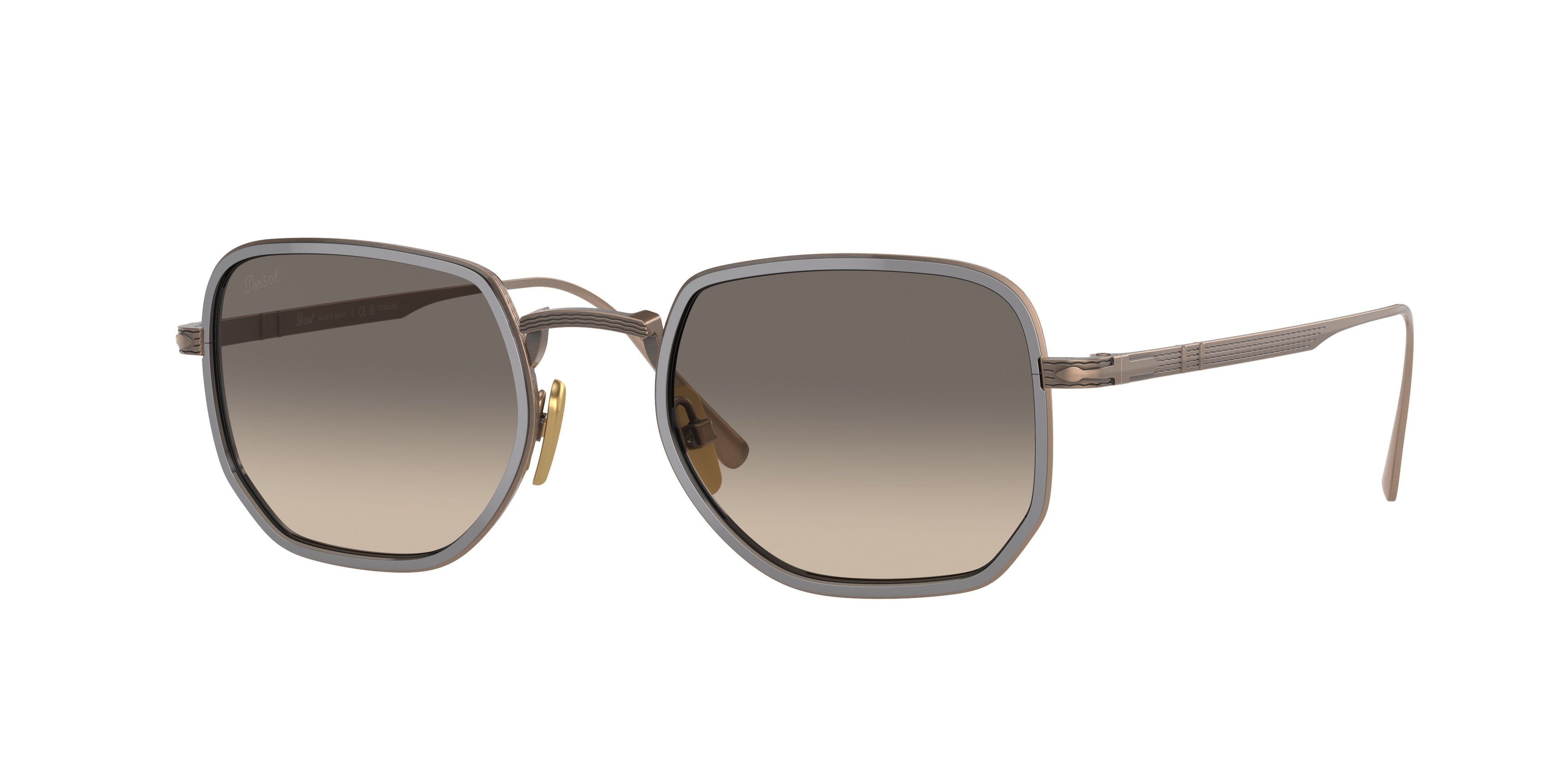 Persol PO5006ST Rectangle Sunglasses  800732-Brown/Gunmetal 47-145-20 - Color Map Brown