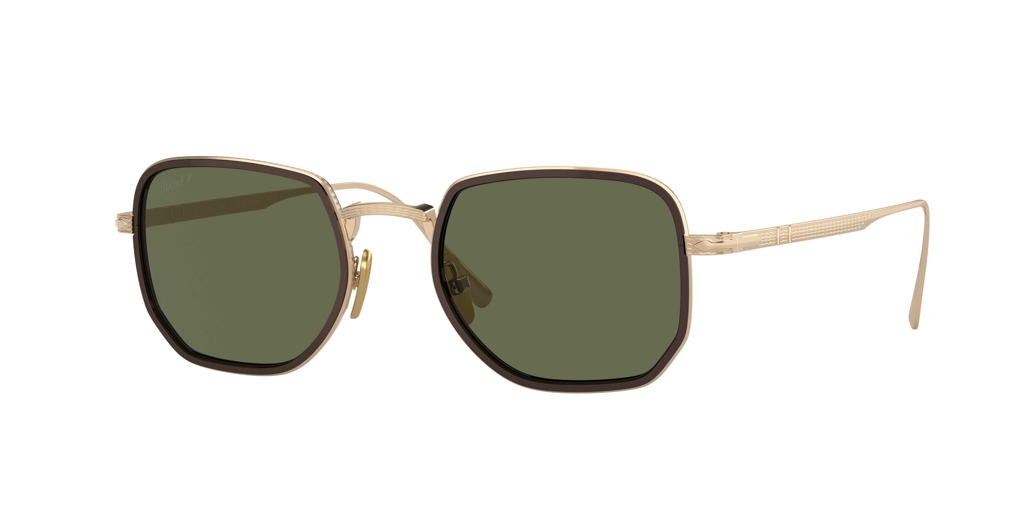 Persol PO5006ST Rectangle Sunglasses  800958-Gold/Brown 47-145-20 - Color Map Gold