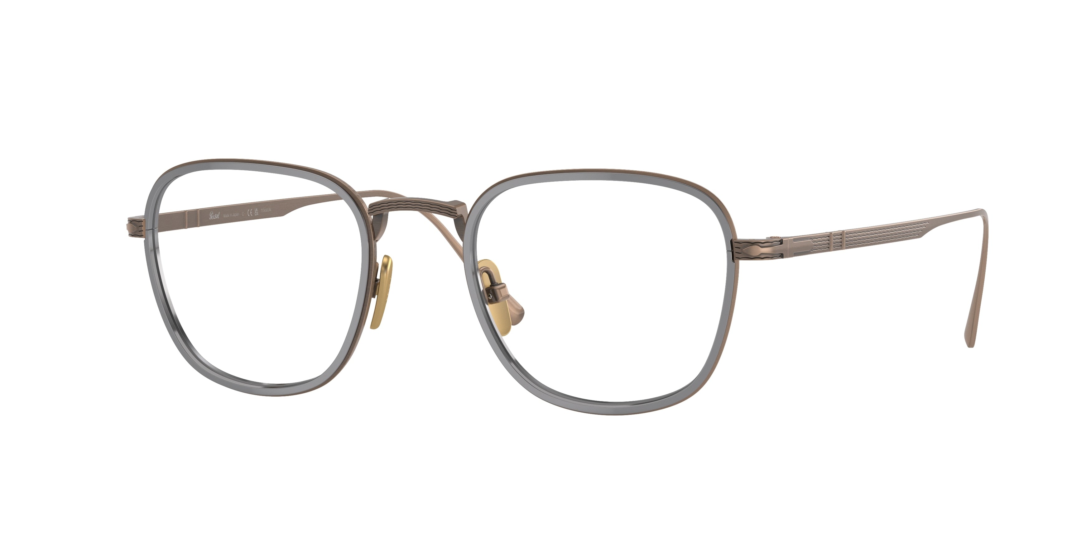 Persol PO5007VT Square Eyeglasses  8007-Brown/Gunmetal 47-145-21 - Color Map Brown