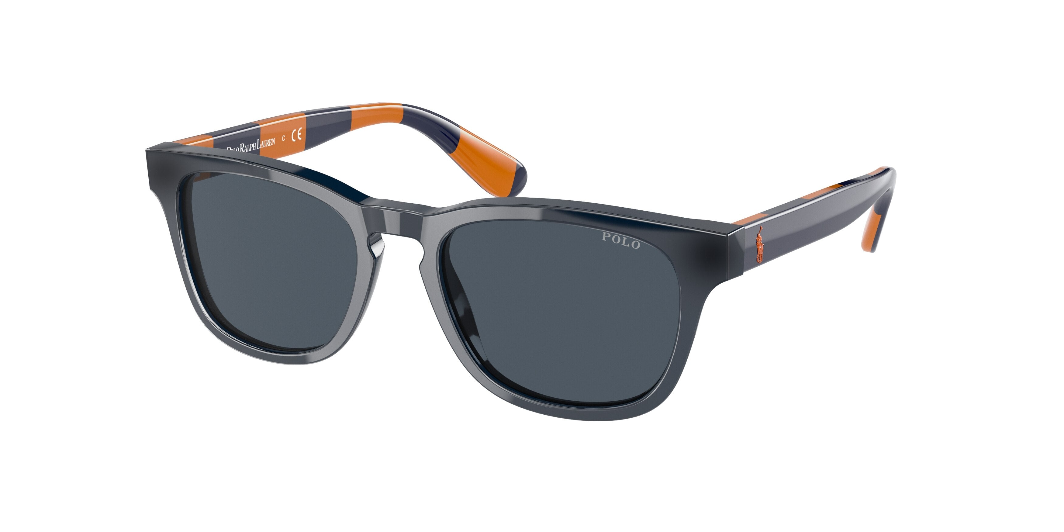 Polo Prep PP9503 Pillow Sunglasses  590587-Shiny Top Blue Orange/Blue Striped 48-130-17 - Color Map Blue