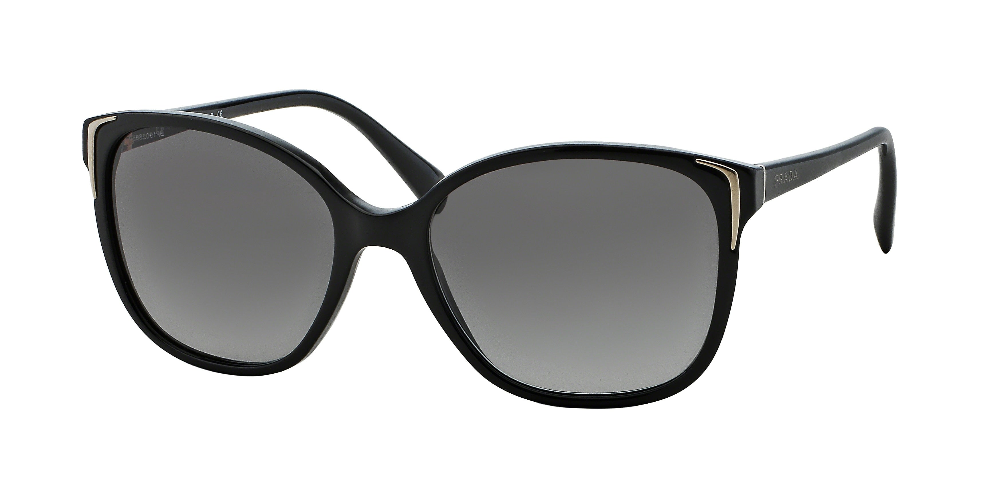 Prada CONCEPTUAL PR01OS Square Sunglasses  1AB3M1-Black 55-140-17 - Color Map Black