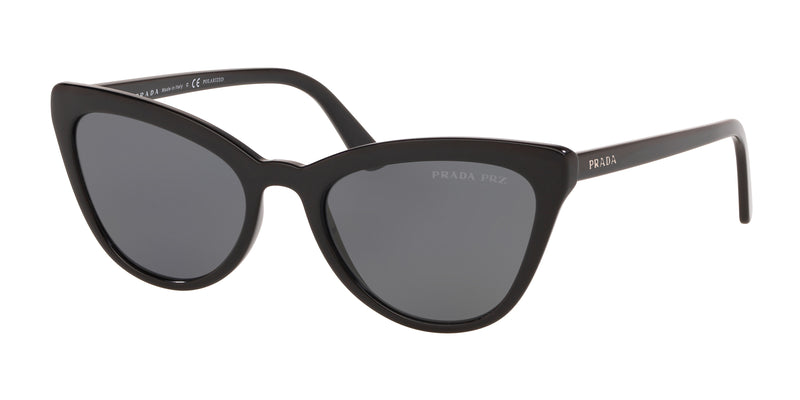 Prada CATWALK PR01VS Cat Eye Sunglasses  1AB5Z1-Black 56-145-20 - Color Map Black