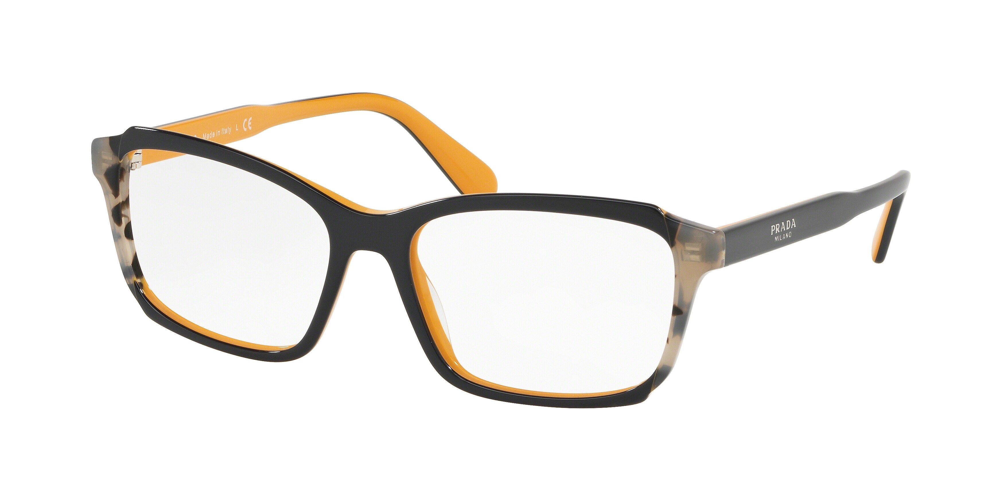 Prada HERITAGE PR01VV Pillow Eyeglasses  30Z1O1-Top Blue/Yellow/Grey Havana 53-140-16 - Color Map Blue