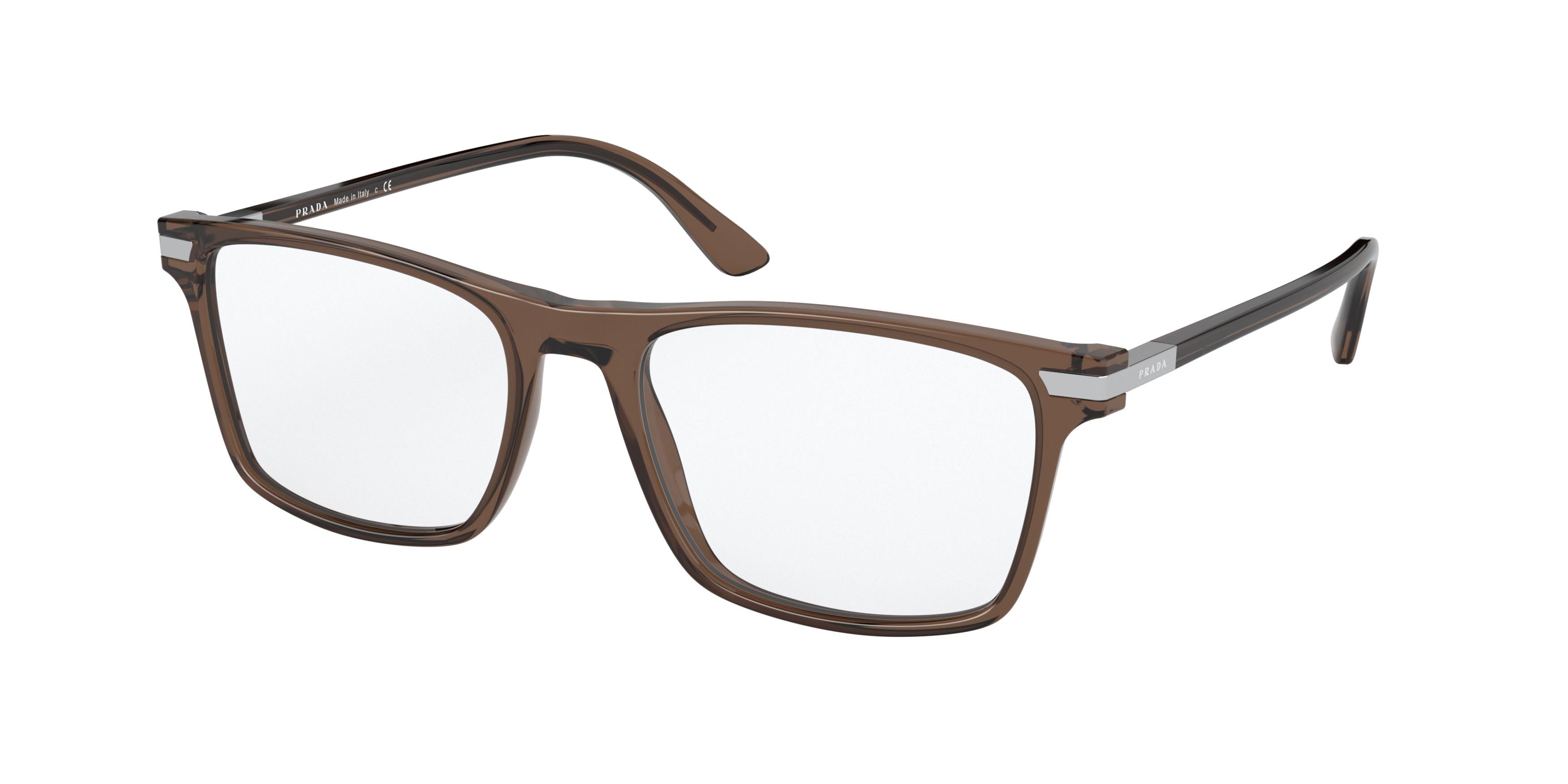 Prada PR01WV Rectangle Eyeglasses  09F1O1-Brown 54-145-18 - Color Map Brown
