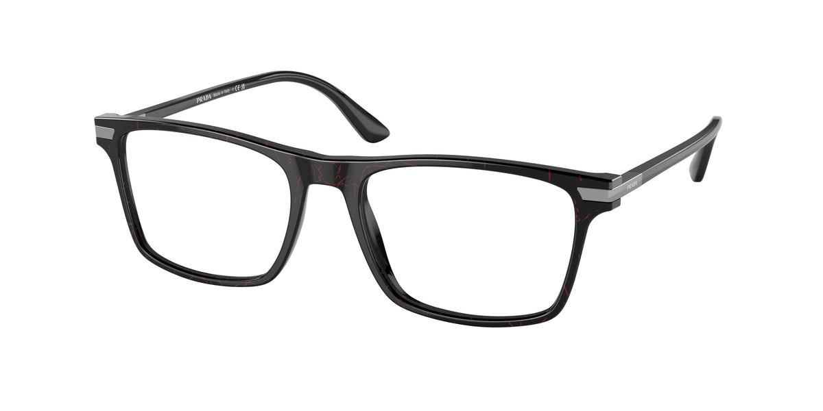 Prada PR01WV Rectangle Eyeglasses  11F1O1-Etruscan Marble 56-145-18 - Color Map Red