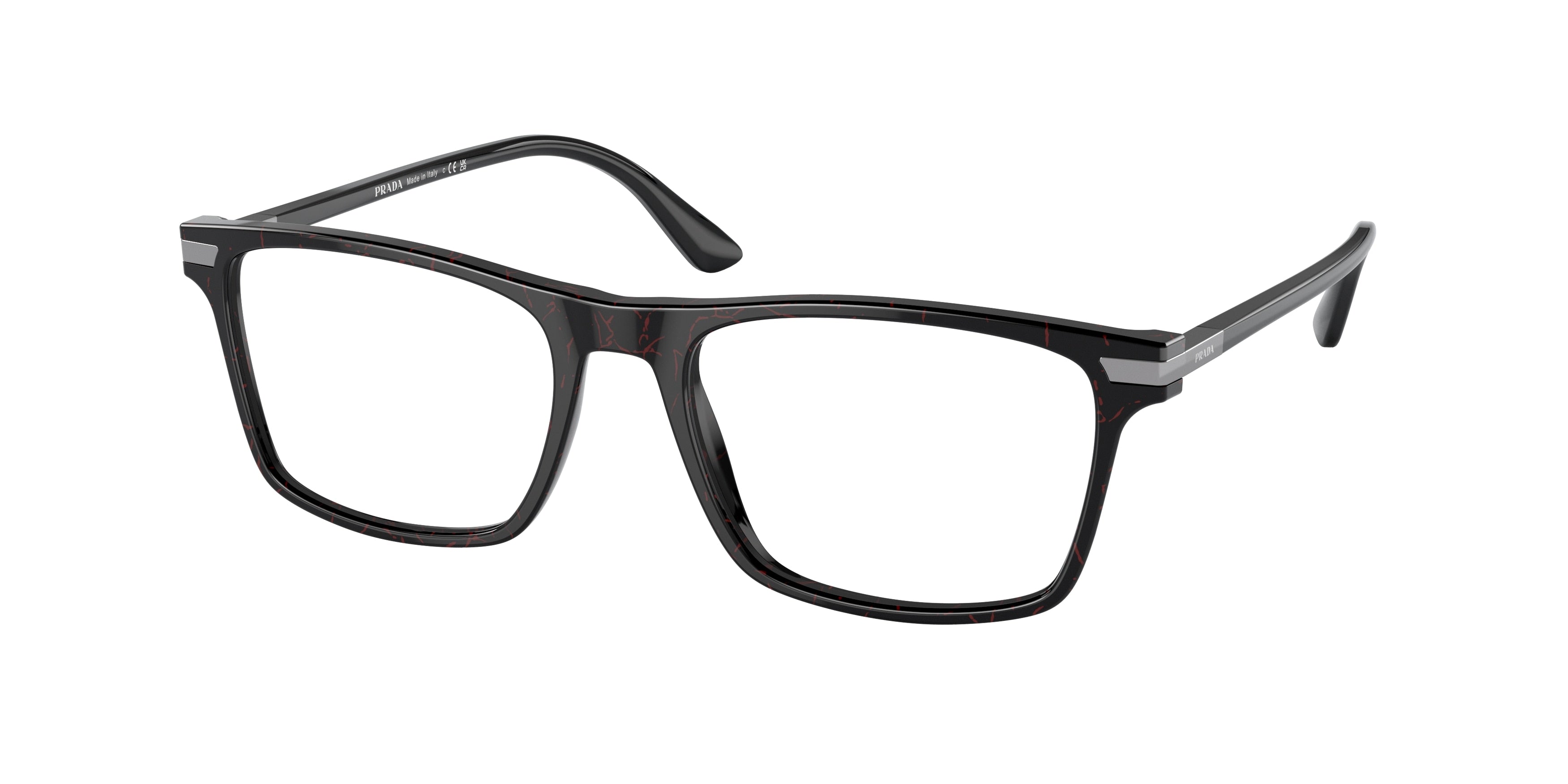 Prada PR01WV Rectangle Eyeglasses  11F1O1-Etruscan Marble 56-145-18 - Color Map Red