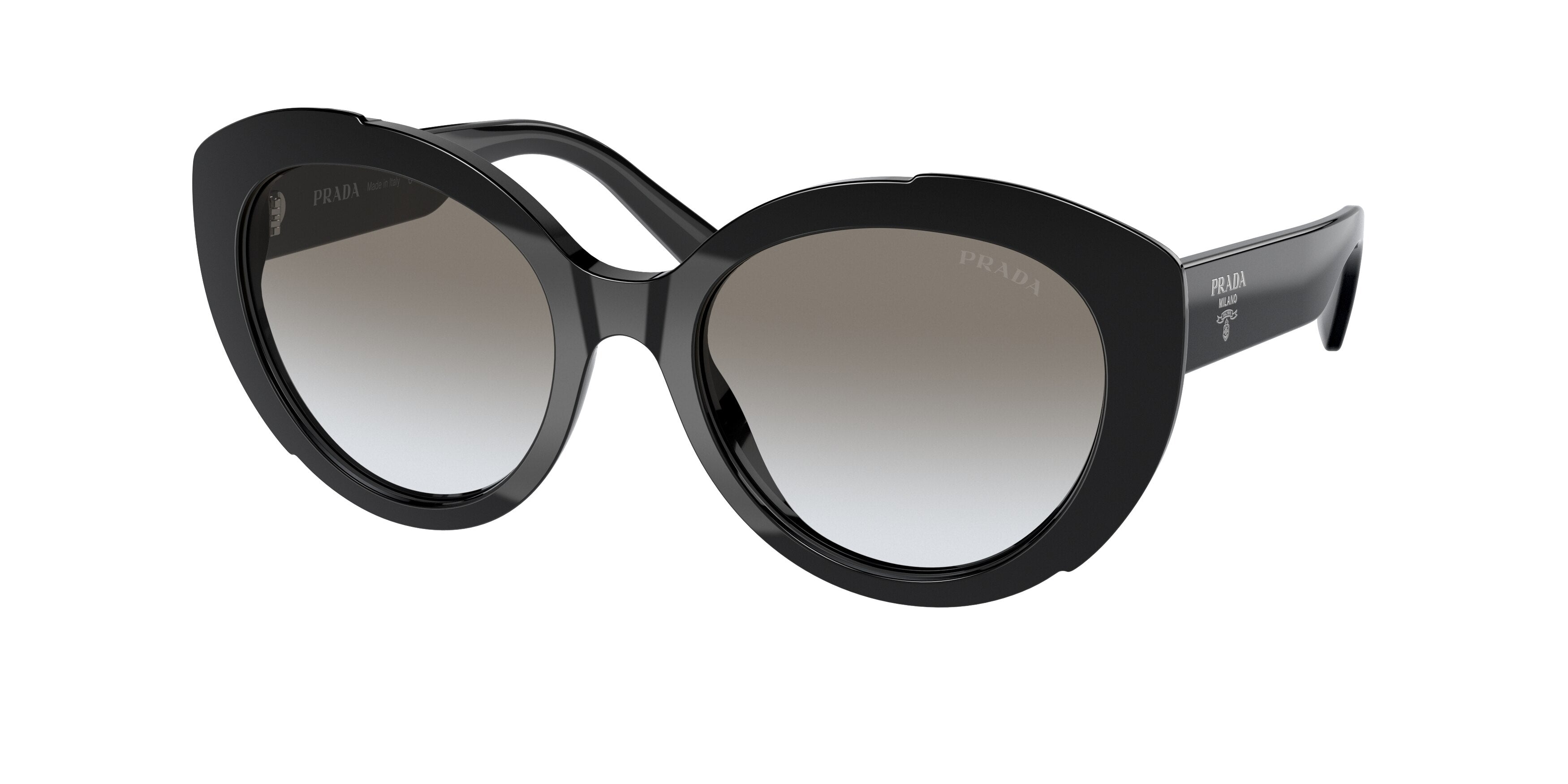 Prada PR01YS Oval Sunglasses  1AB0A7-Black 54-140-19 - Color Map Black