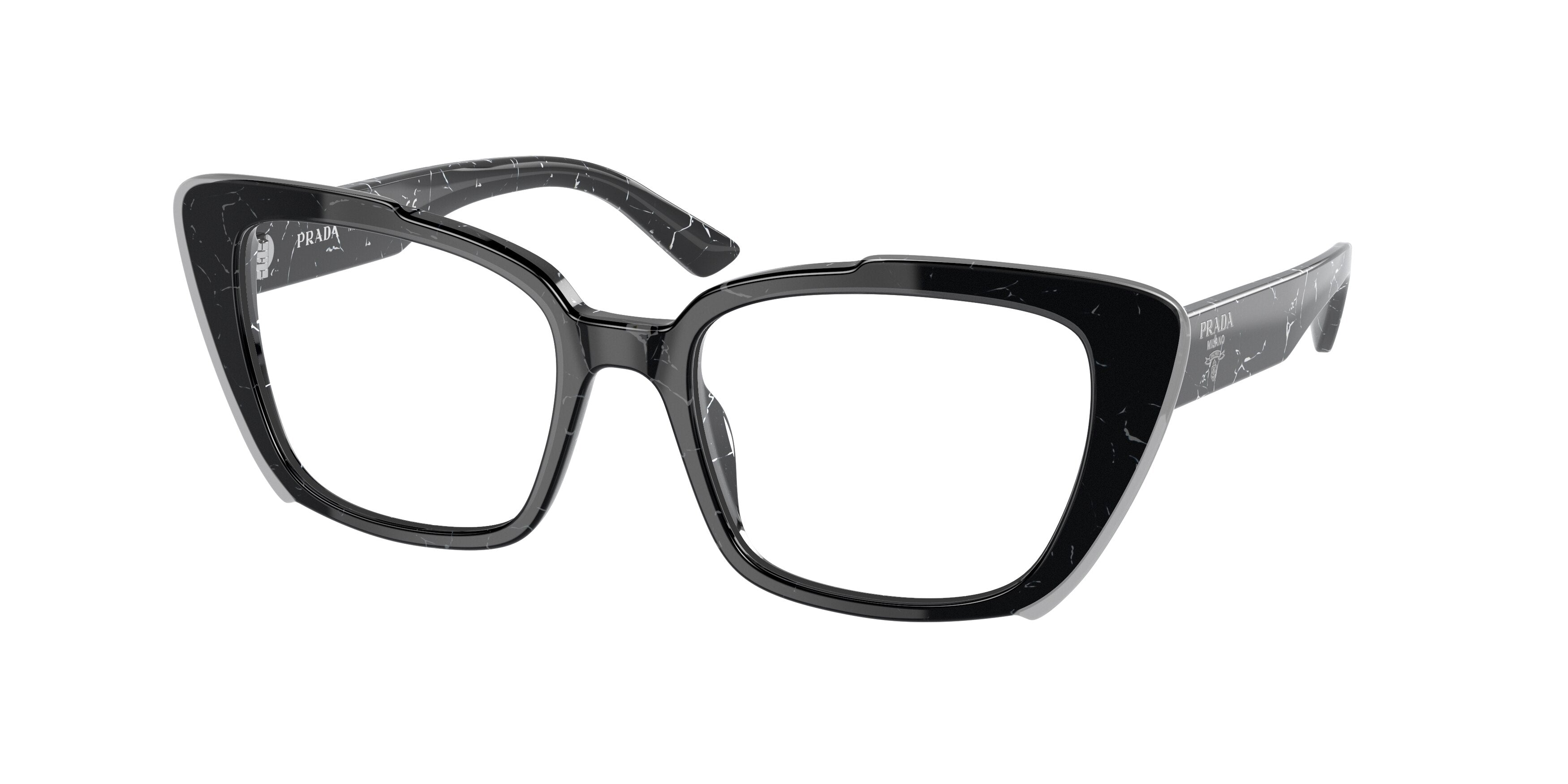 Prada PR01YVF Pillow Eyeglasses  09V1O1-Havana Black/White 54-140-18 - Color Map Tortoise