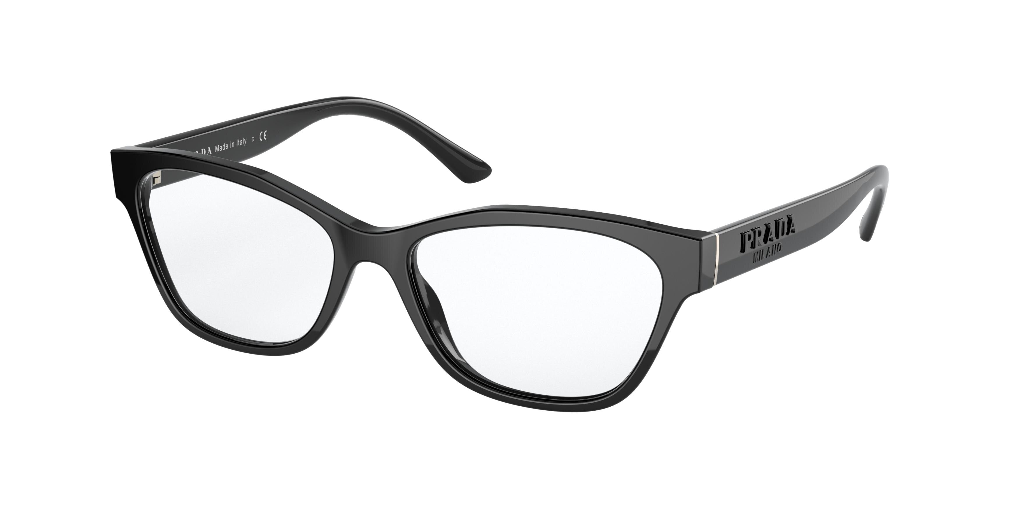 Prada PR03WVF Rectangle Eyeglasses  1AB1O1-Black 53-140-16 - Color Map Black
