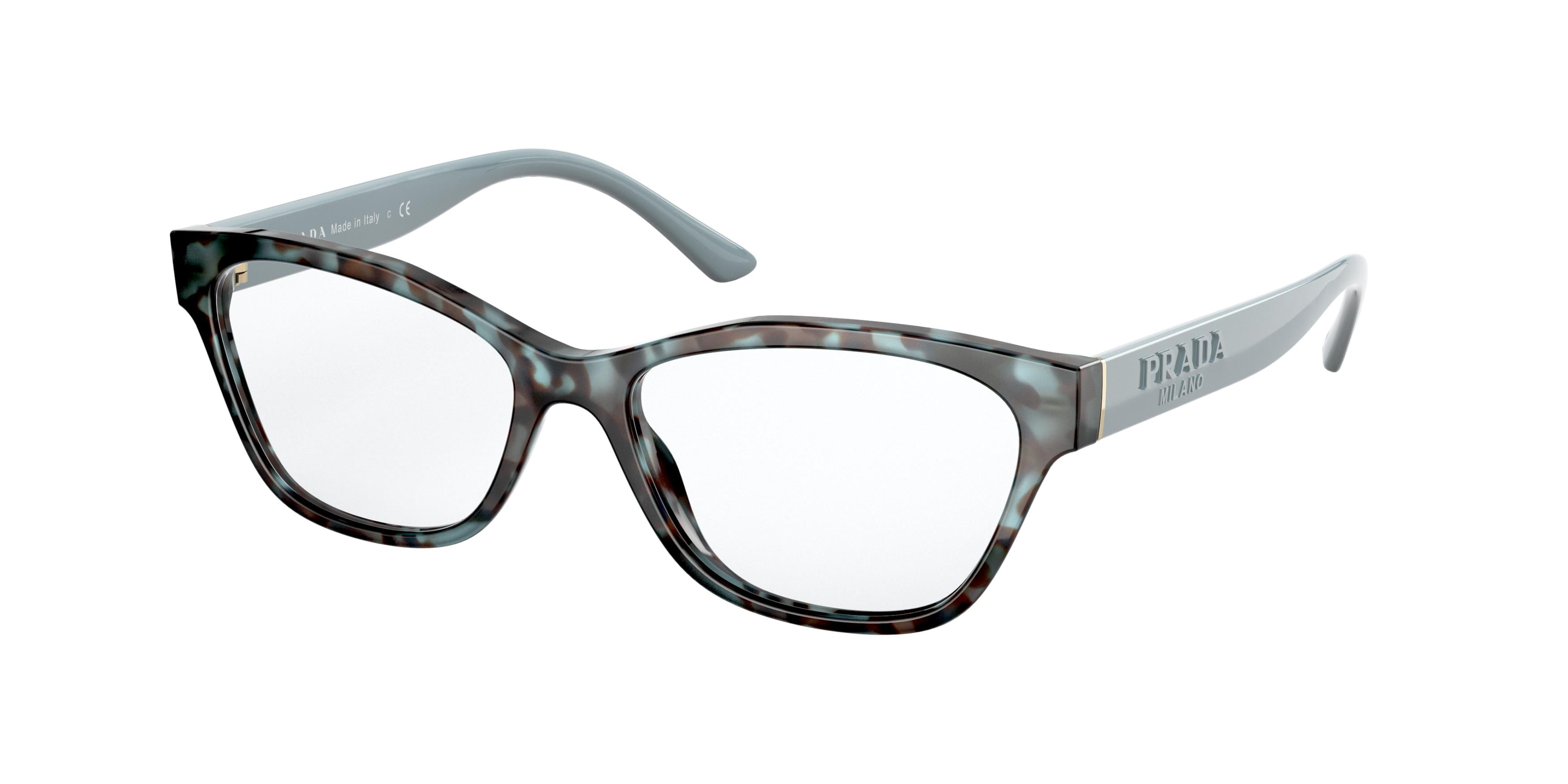 Prada PR03WV Rectangle Eyeglasses  05H1O1-Spotted Blue/Brown 53-140-16 - Color Map Blue