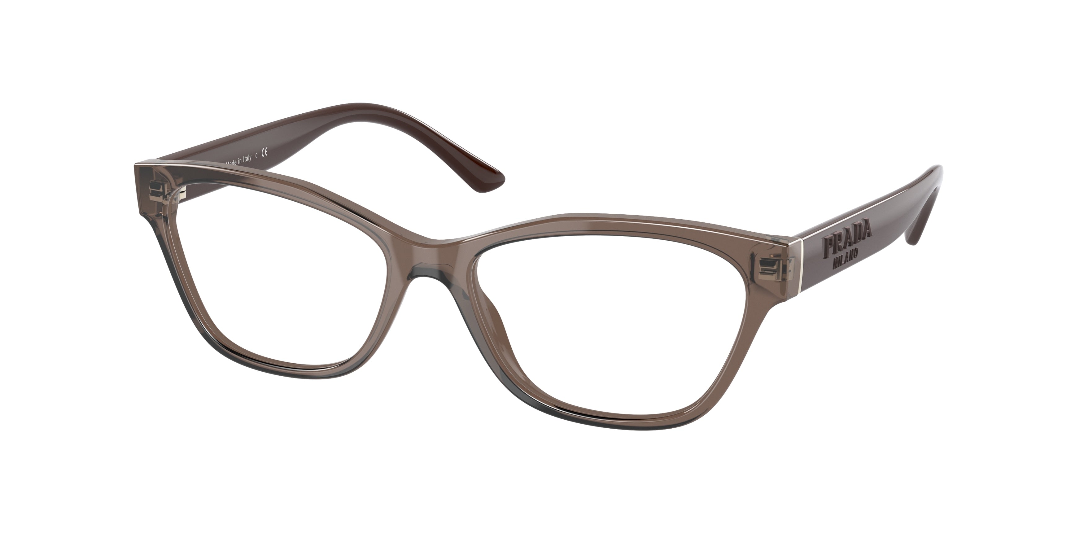Prada PR03WV Rectangle Eyeglasses  05M1O1-Moro Crystal 53-140-16 - Color Map Brown