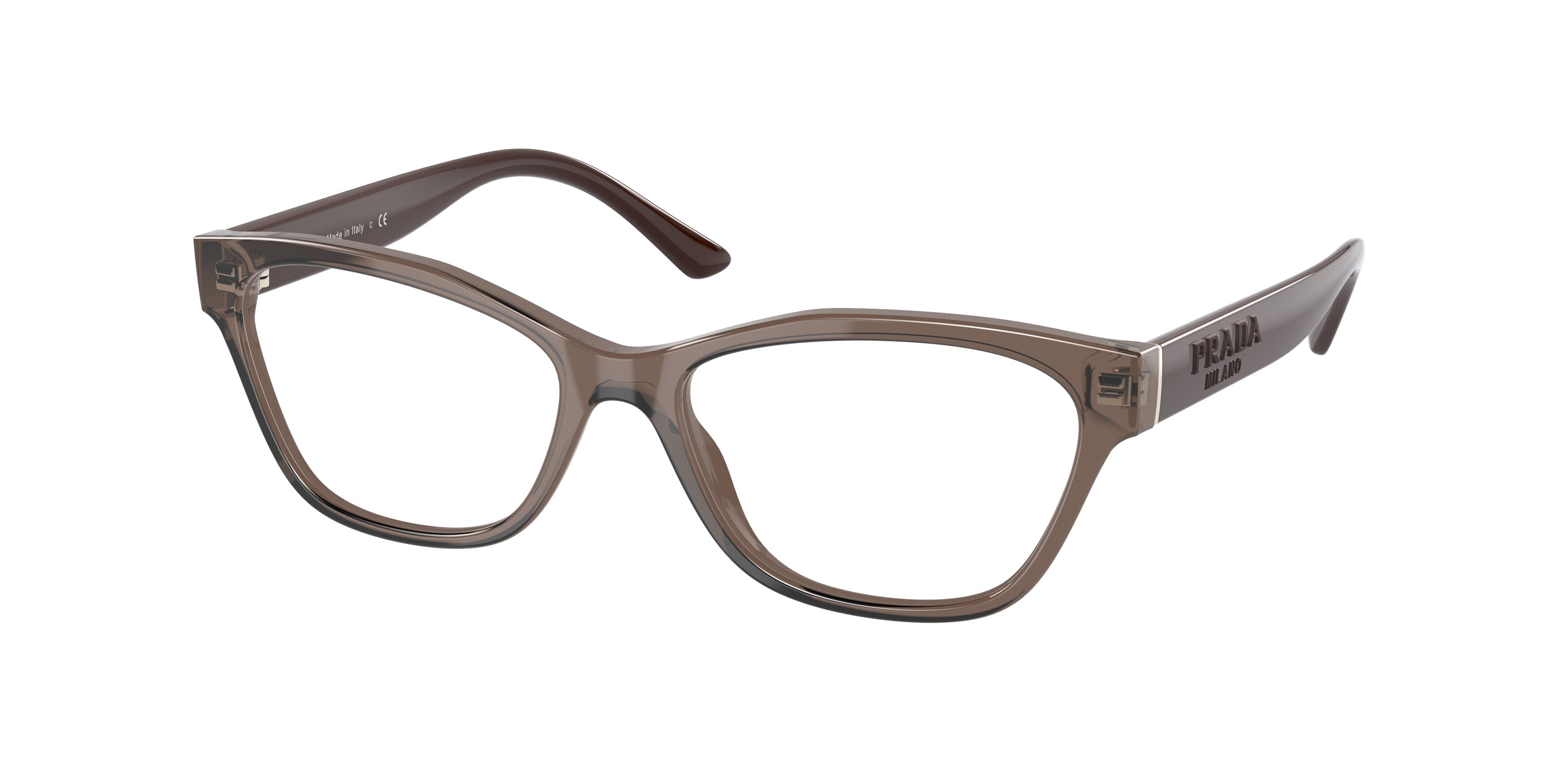 Prada PR03WV Rectangle Eyeglasses  05M1O1-Moro Crystal 53-140-16 - Color Map Brown