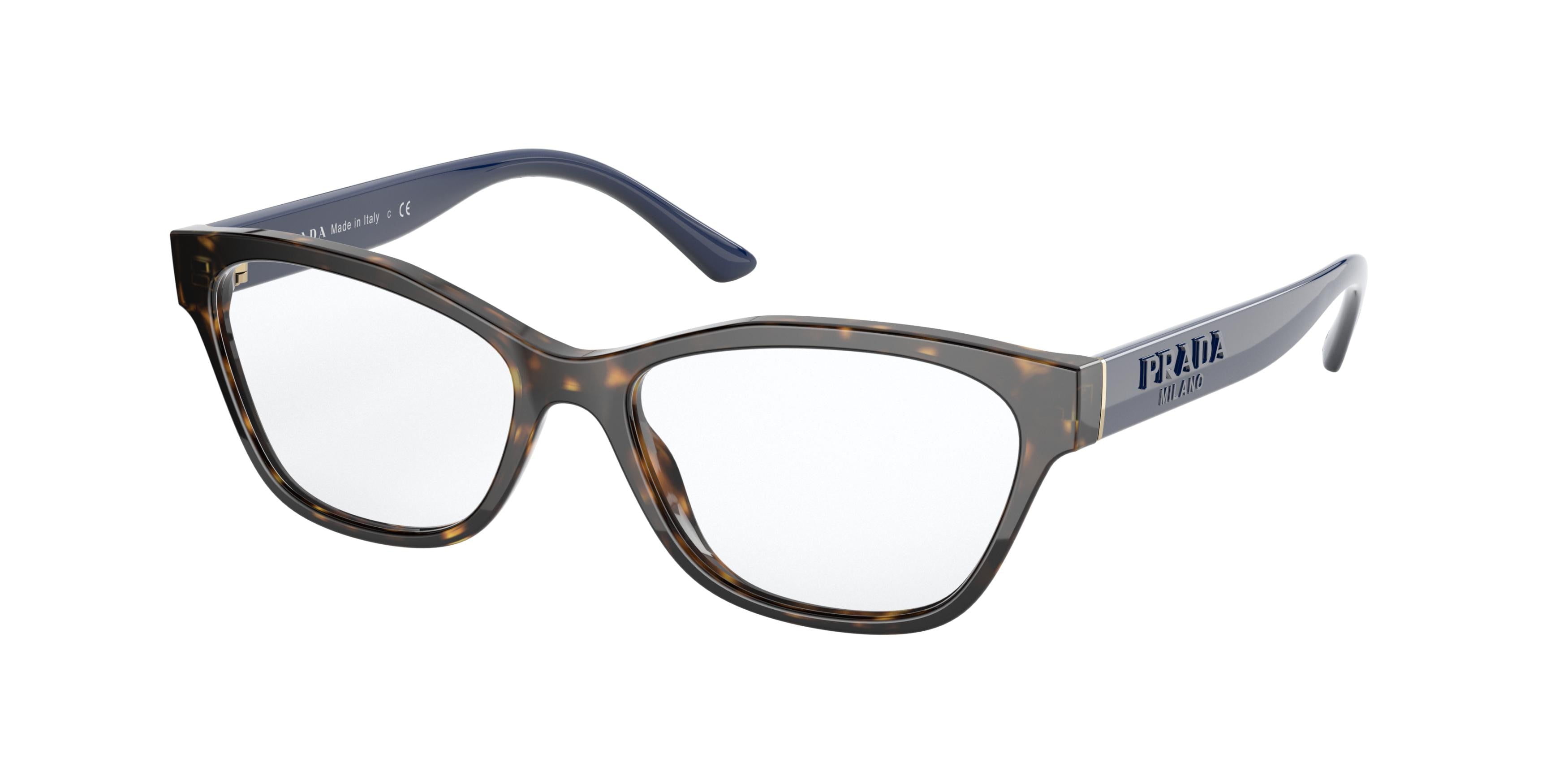 Prada PR03WV Rectangle Eyeglasses  2AU1O1-Havana 53-140-16 - Color Map Tortoise
