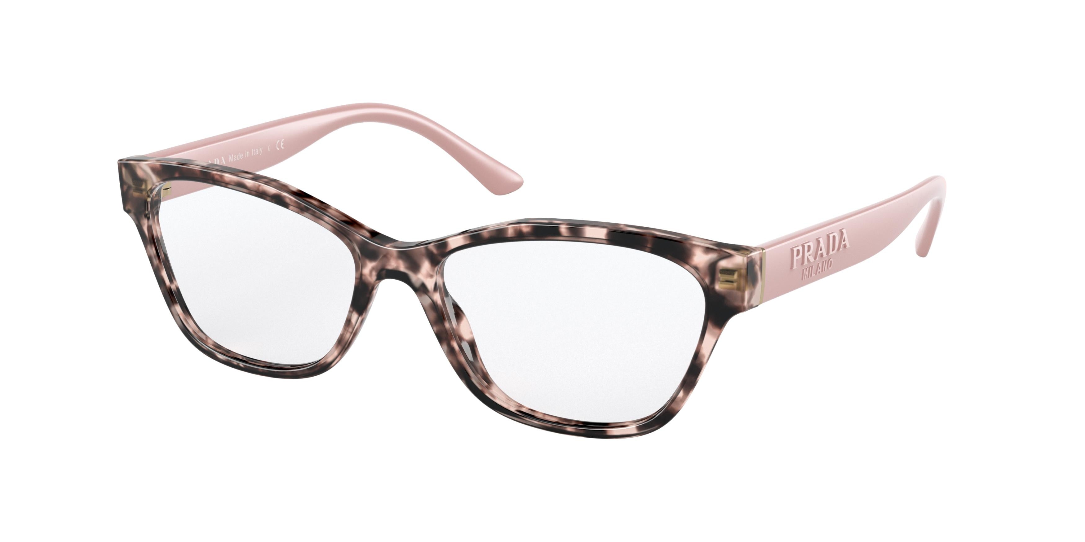 Prada PR03WV Rectangle Eyeglasses  ROJ1O1-Pink 53-140-16 - Color Map Pink