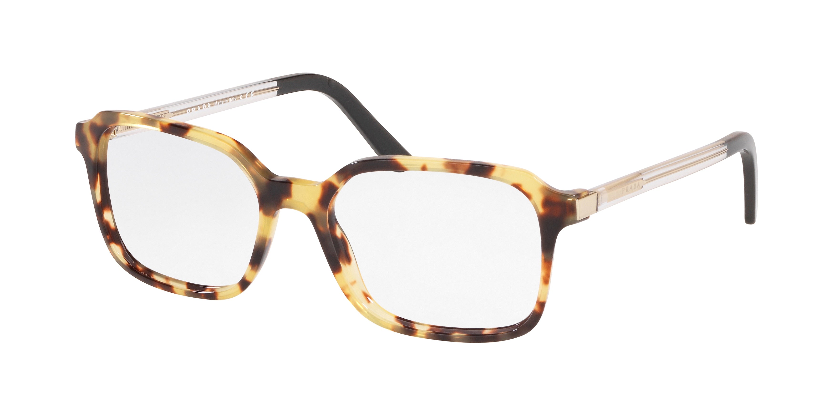 Prada HERITAGE PR03XV Square Eyeglasses  7S01O1-Medium Havana 53-140-17 - Color Map Tortoise