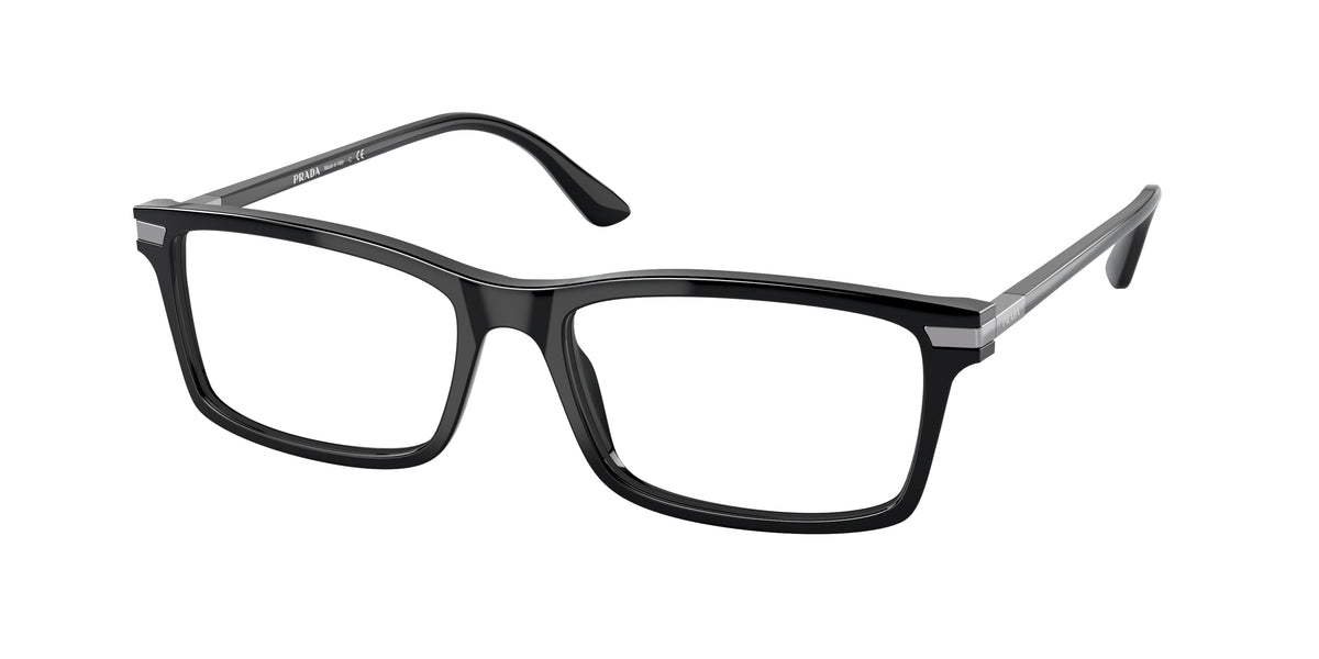 Prada PR03YV Rectangle Eyeglasses  1AB1O1-Black 56-150-17 - Color Map Black