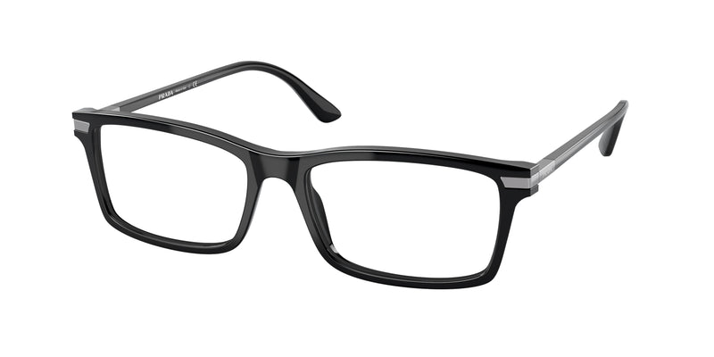 Prada PR03YV Rectangle Eyeglasses  1AB1O1-Black 56-150-17 - Color Map Black