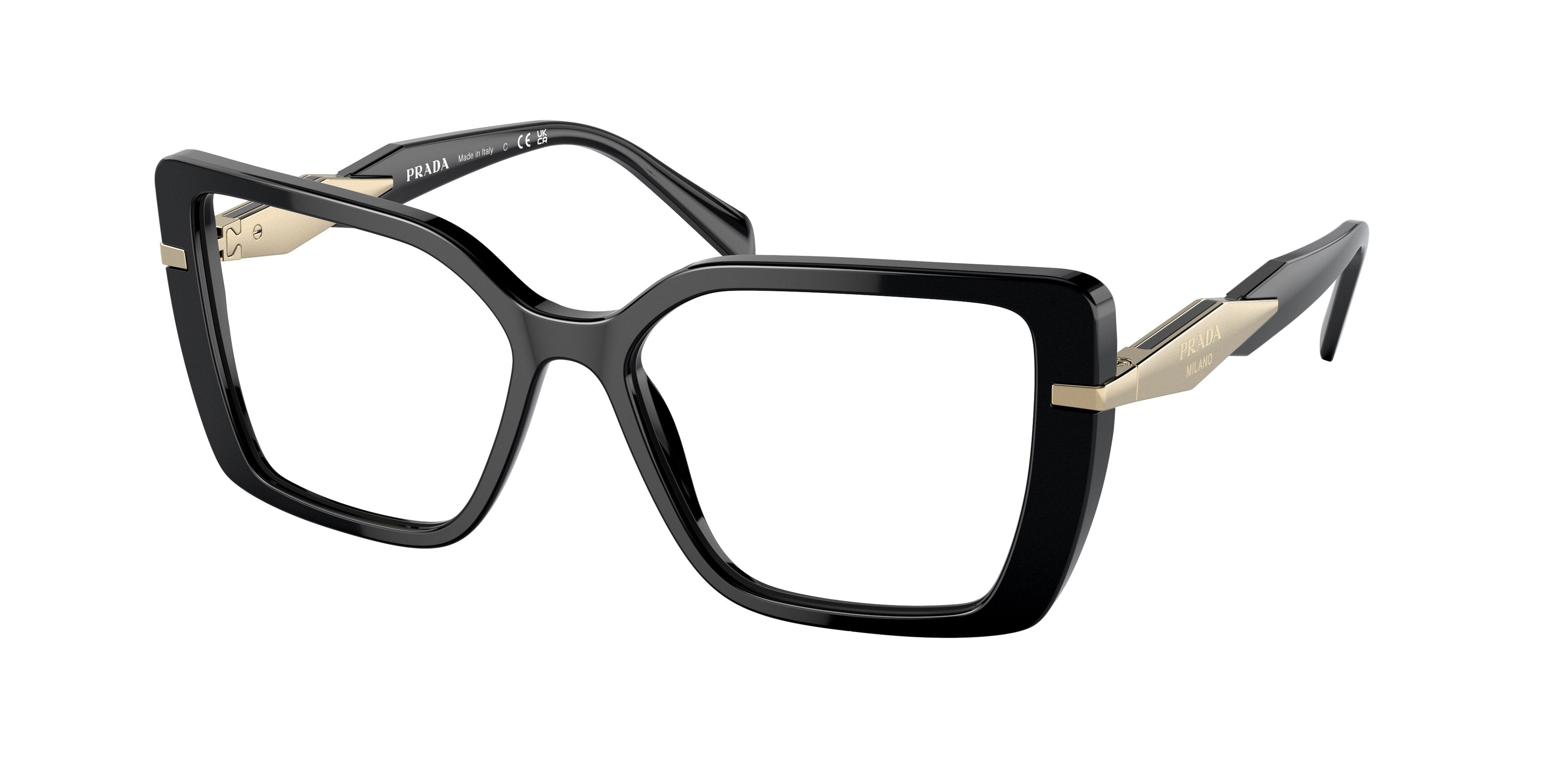 Prada PR03ZVF Pillow Eyeglasses  1AB1O1-Black 56-140-16 - Color Map Black