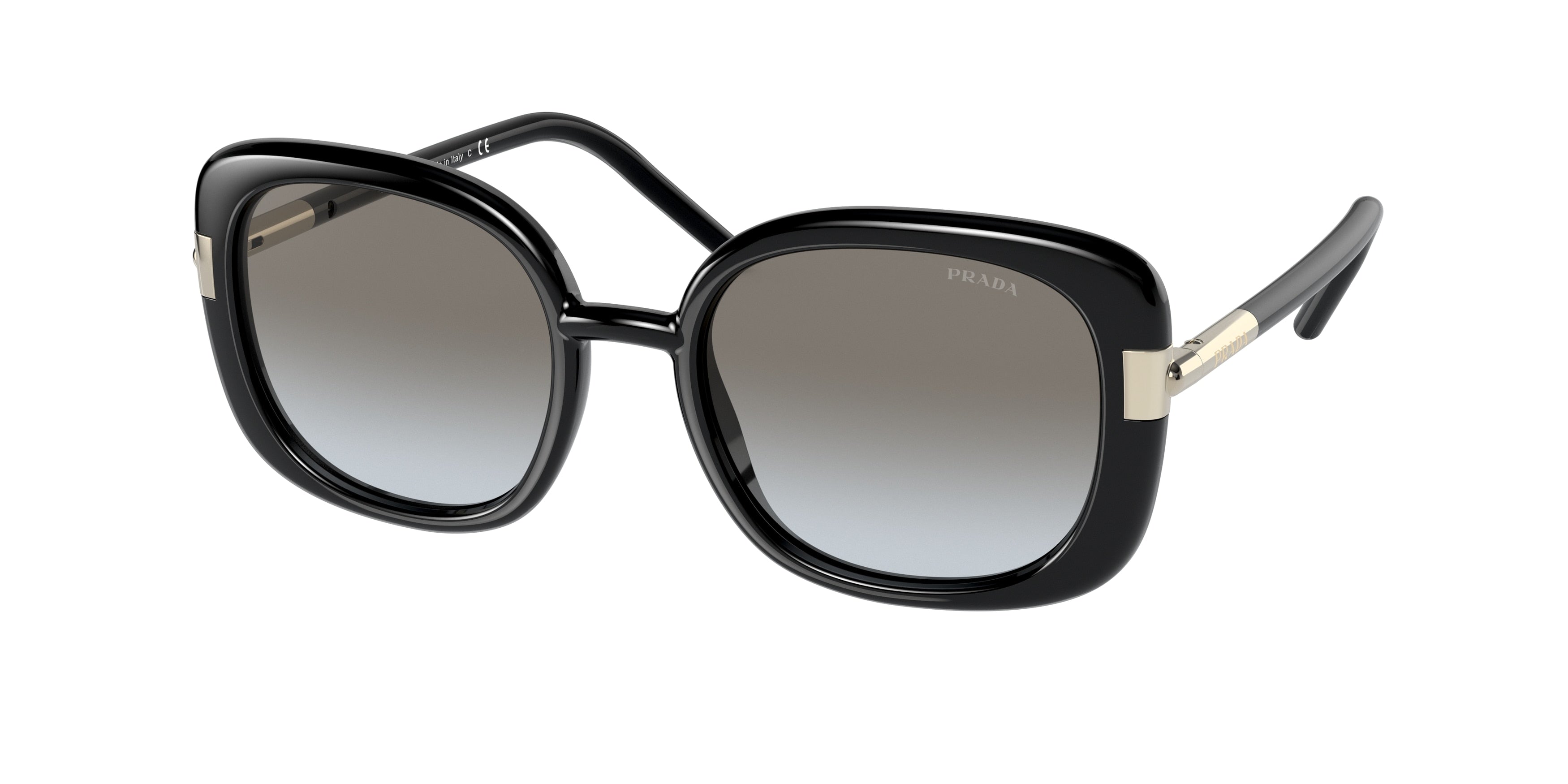 Prada PR04WS Rectangle Sunglasses  1AB0A7-Black 53-140-20 - Color Map Black