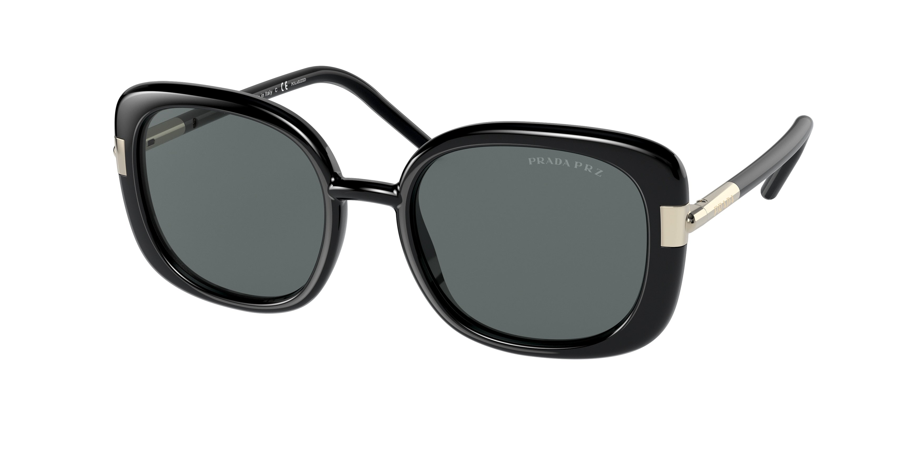 Prada PR04WS Rectangle Sunglasses  1AB5Z1-Black 53-140-20 - Color Map Black