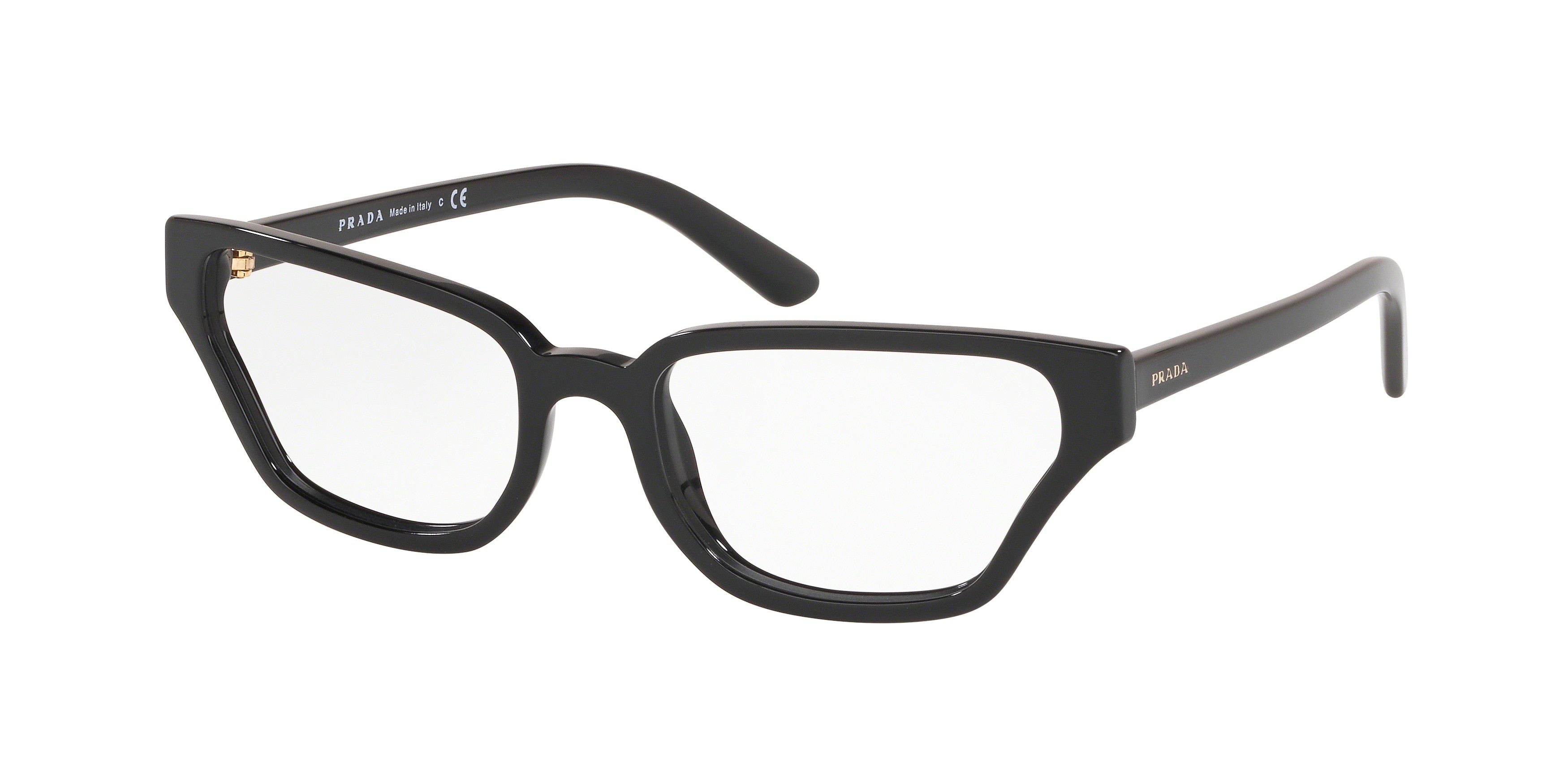Prada CATWALK PR04XV Irregular Eyeglasses  1AB1O1-Black 54-140-18 - Color Map Black