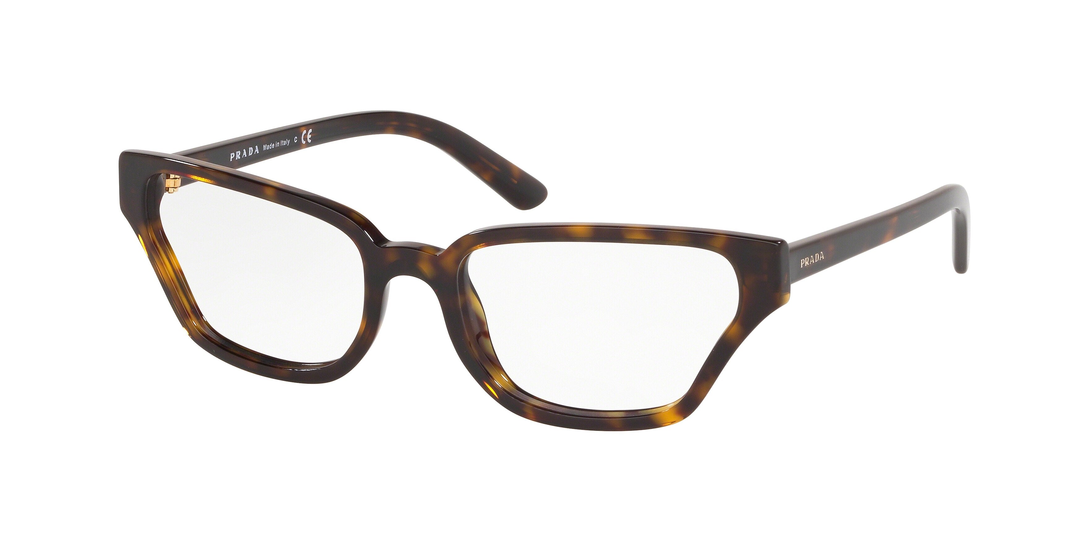 Prada CATWALK PR04XV Irregular Eyeglasses  2AU1O1-Havana 54-140-18 - Color Map Tortoise