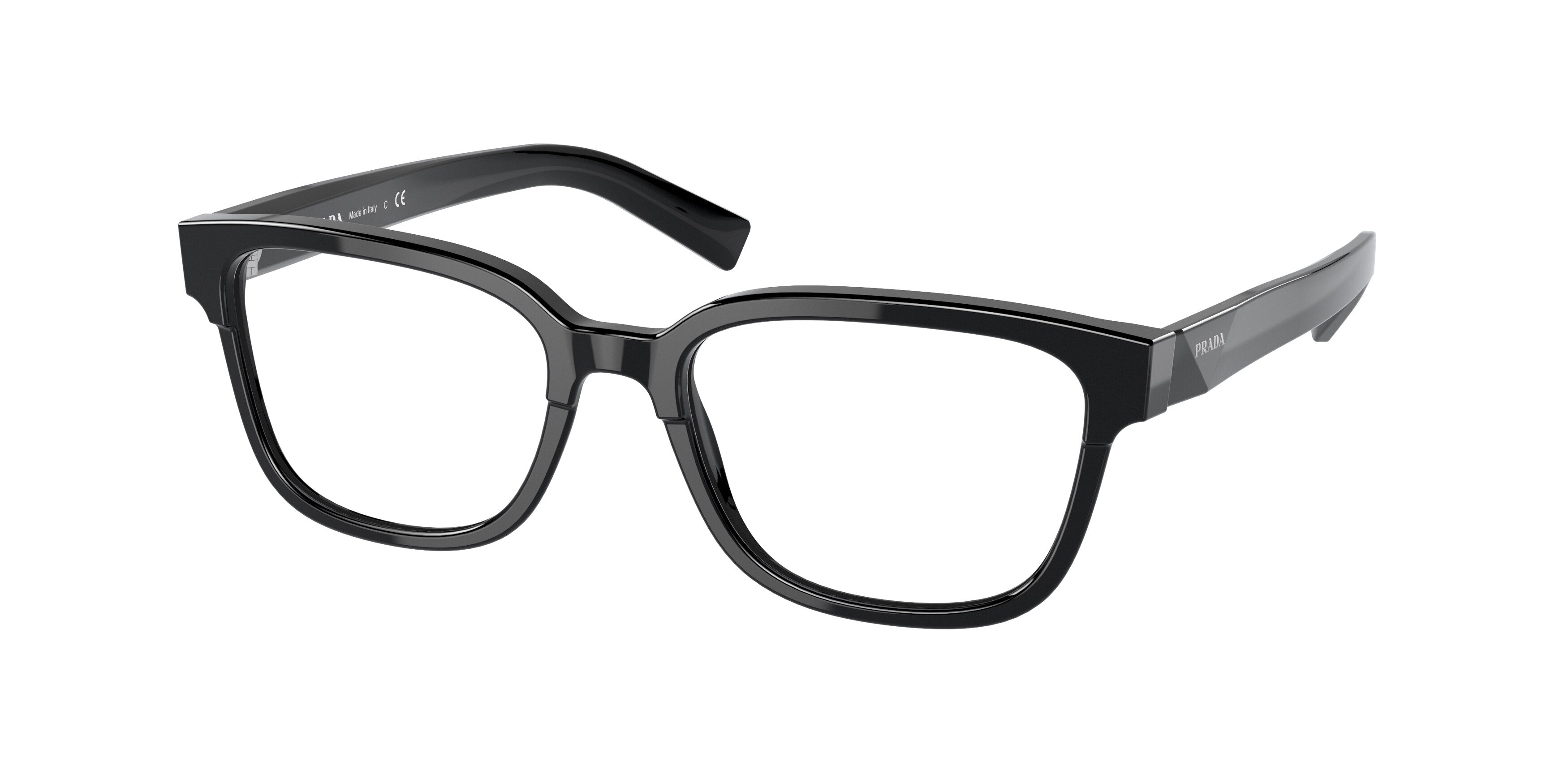 Prada PR04YVF Rectangle Eyeglasses  1AB1O1-Black 55-145-17 - Color Map Black