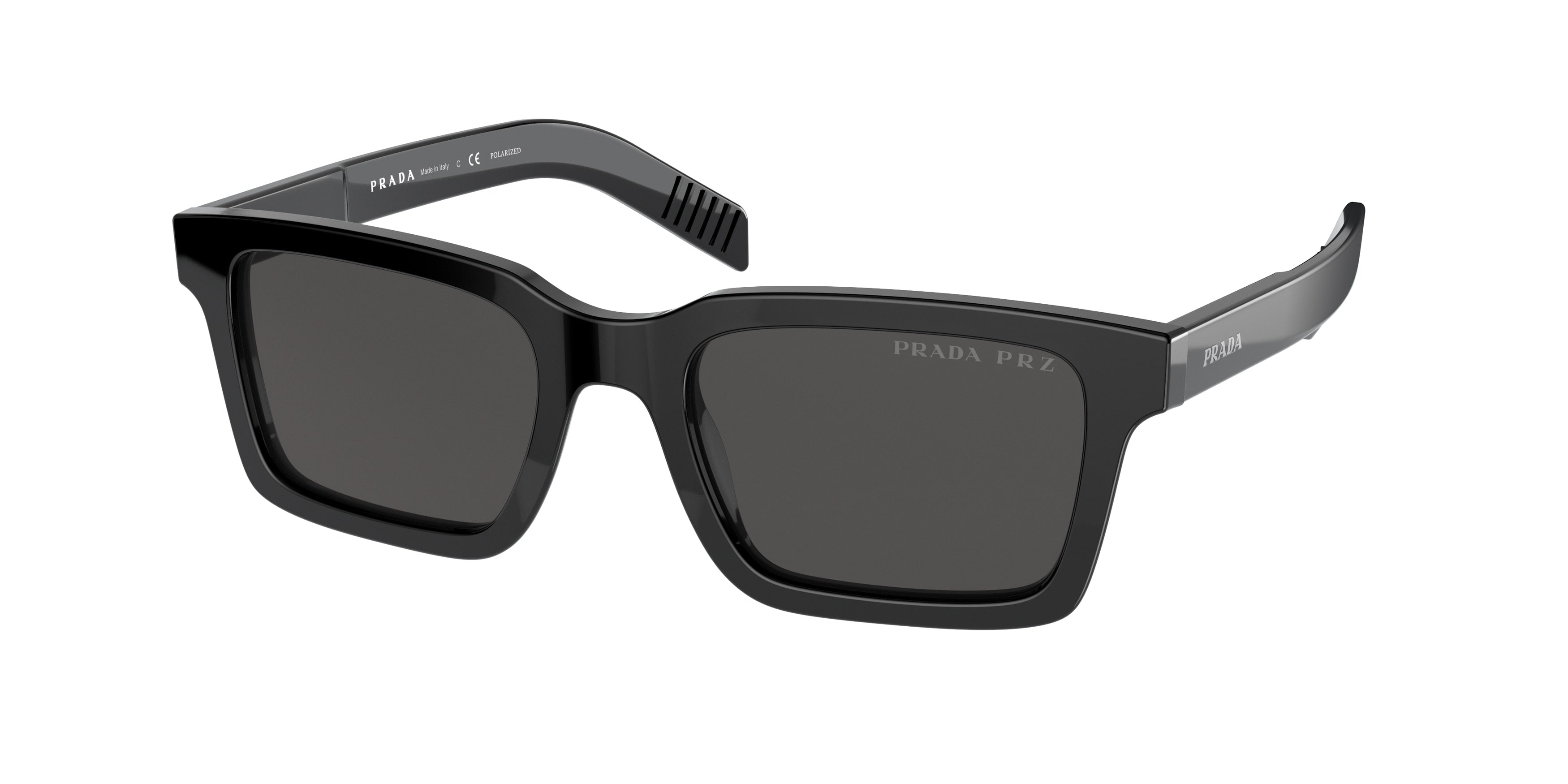 Prada PR06WS Rectangle Sunglasses  1AB08G-Black 52-145-20 - Color Map Black